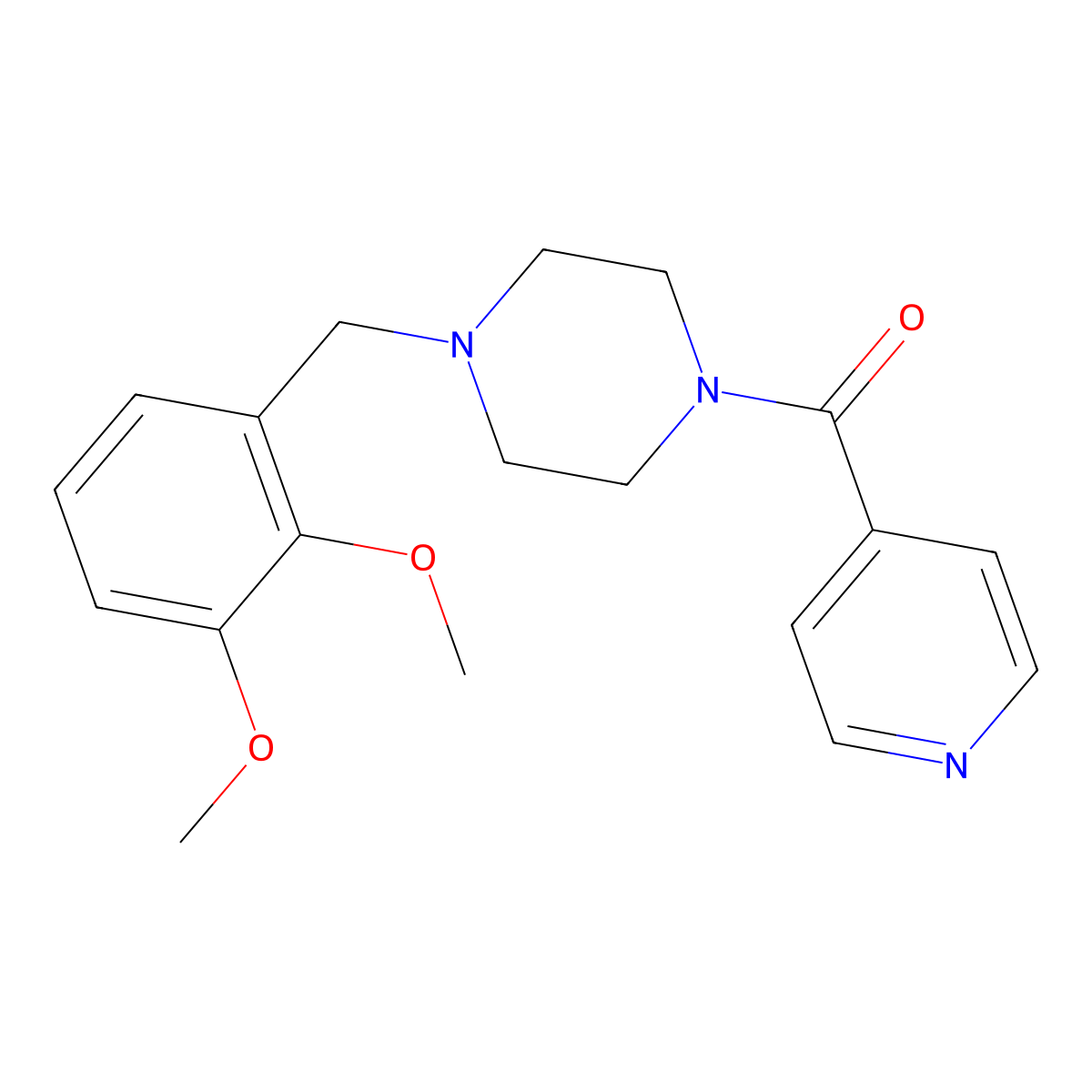 1-(2,3-Dimethoxybenzyl)-4-isonicotinoylpiperazine molecular structure, CAS 423742-82-9