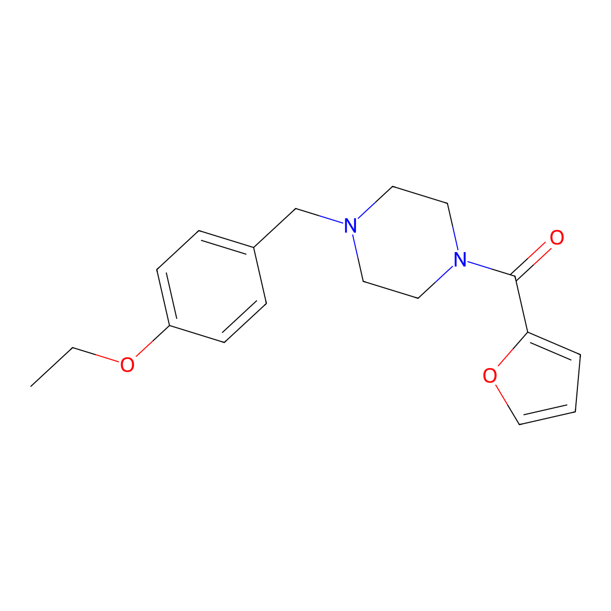 1-(4-Ethoxybenzyl)-4-(2-furoyl)piperazine molecular structure, CAS 423742-83-0