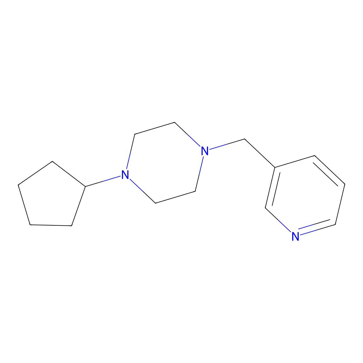 1-Cyclopentyl-4-(pyridin-3-ylmethyl)piperazine molecular structure, CAS 423742-95-4