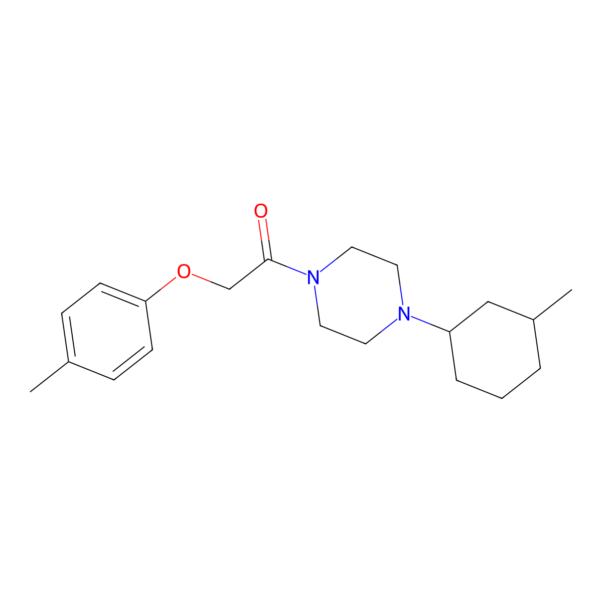 1-[4-(3-Methylcyclohexyl)piperazin-1-yl]-2-(4-methylphenoxy)ethanone molecular structure, CAS 423742-97-6
