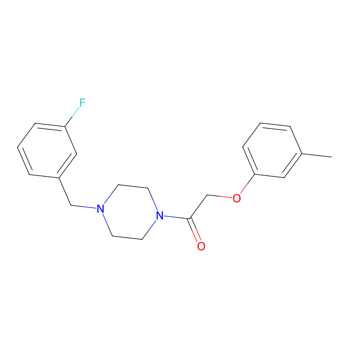 1-[4-[(3-Fluorophenyl)methyl]piperazin-1-yl]-2-(3-methylphenoxy)ethanone molecular structure, CAS 423743-01-5