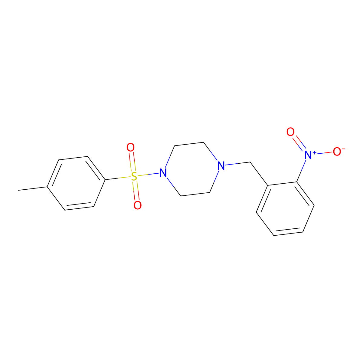 1-[(4-Methylphenyl)sulfonyl]-4-(2-nitrobenzyl)piperazine molecular structure, CAS 423743-06-0