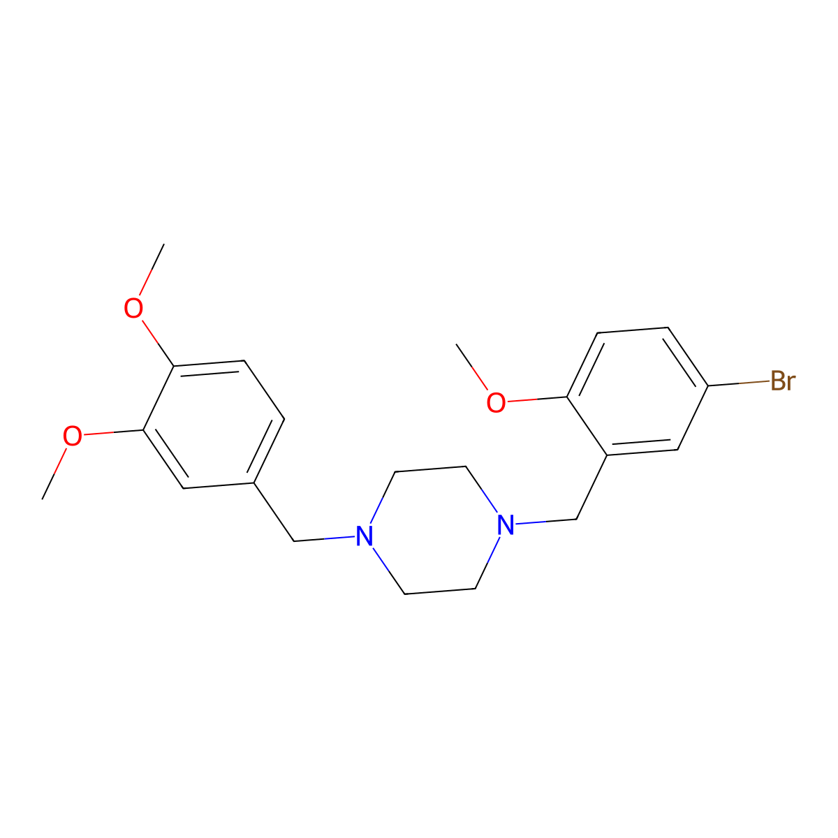 1-(5-Bromo-2-methoxybenzyl)-4-(3,4-dimethoxybenzyl)piperazine molecular structure, CAS 423743-08-2