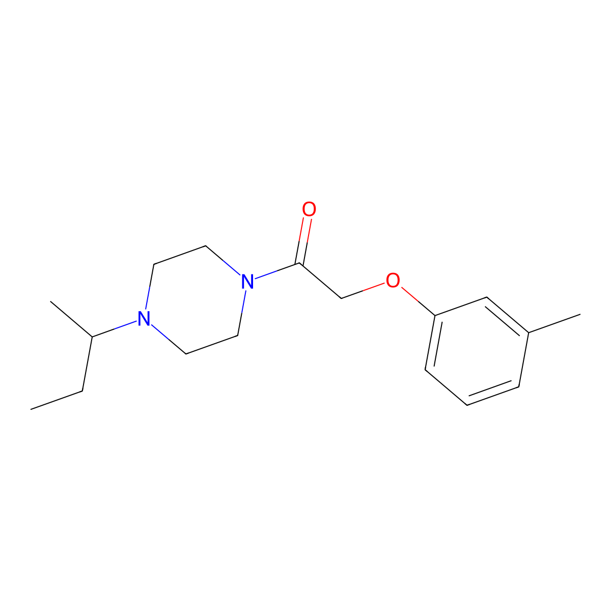 1-Sec-butyl-4-[(3-methylphenoxy)acetyl]piperazine molecular structure, CAS 423743-12-8