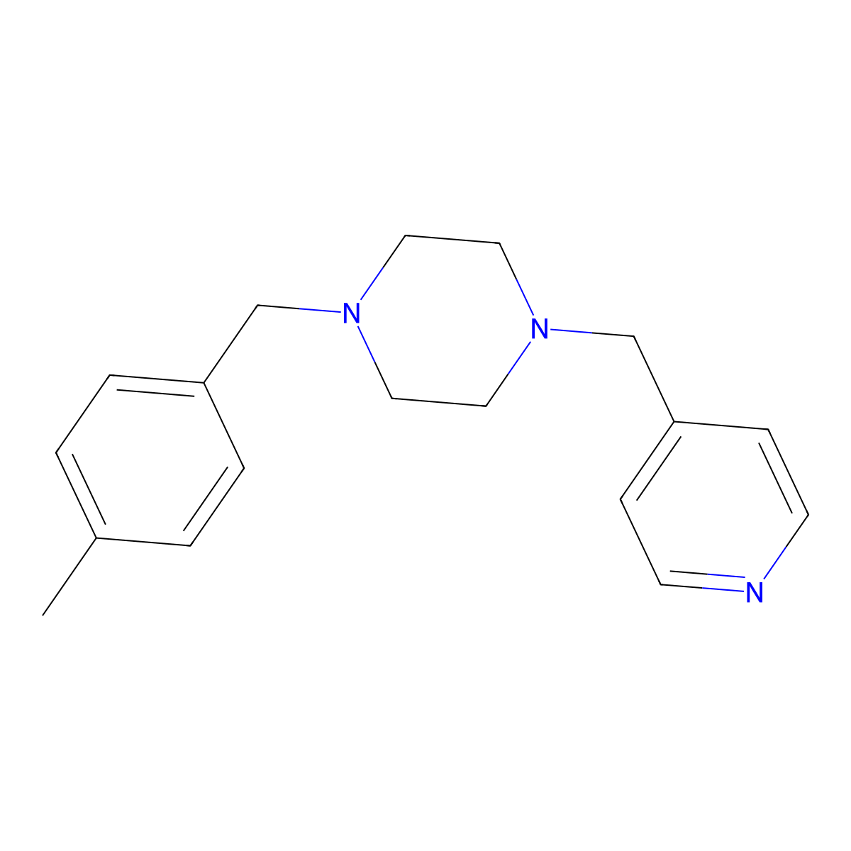 1-[(4-Methylphenyl)methyl]-4-(pyridin-4-ylmethyl)piperazine molecular structure, CAS 423743-16-2
