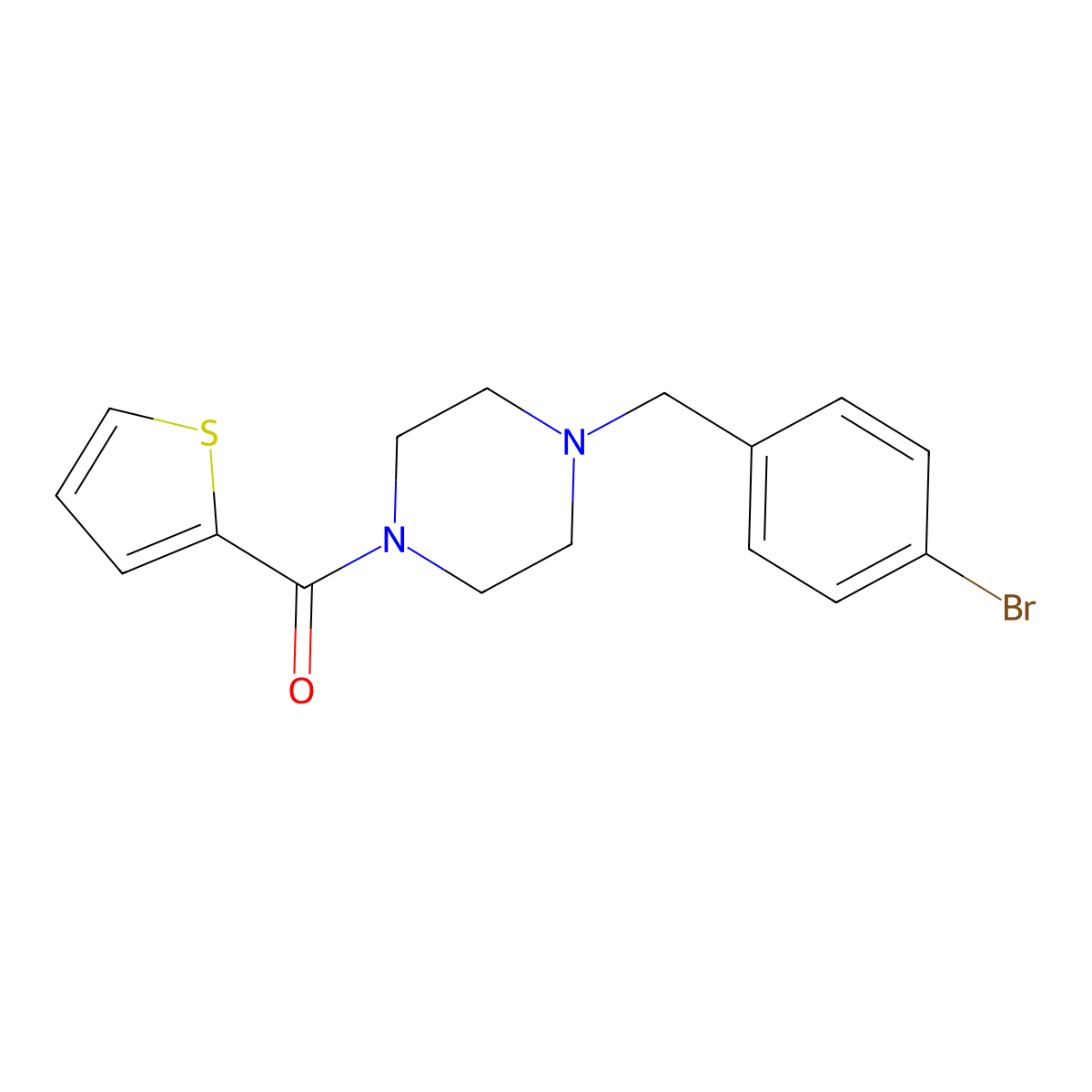 1-(4-Bromobenzyl)-4-(2-thienylcarbonyl)piperazine molecular structure, CAS 423743-23-1