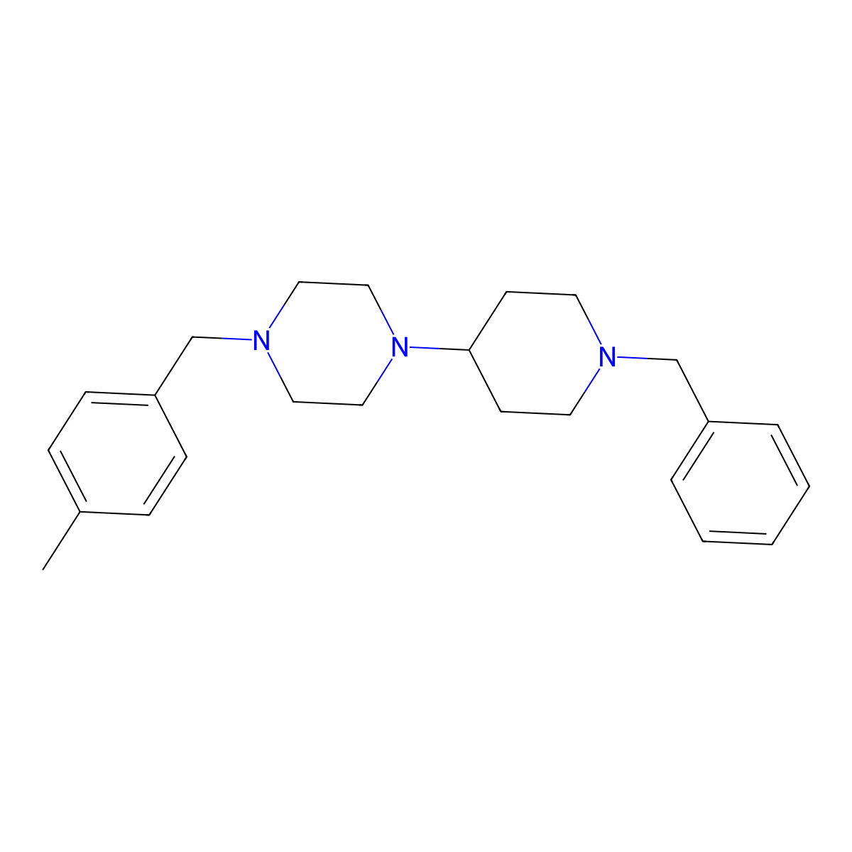 1-(1-Benzylpiperidin-4-yl)-4-[(4-methylphenyl)methyl]piperazine molecular structure, CAS 423743-24-2