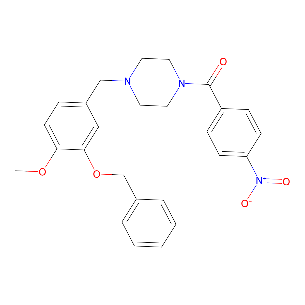 1-[3-(Benzyloxy)-4-methoxybenzyl]-4-(4-nitrobenzoyl)piperazine molecular structure, CAS 423743-26-4
