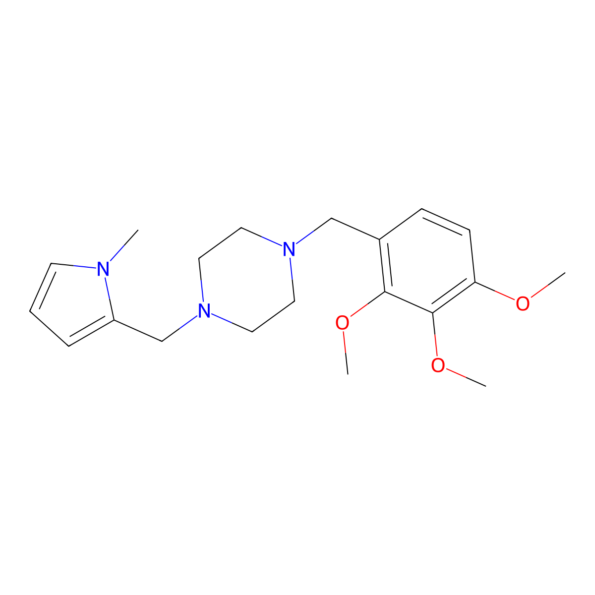1-[(1-Methylpyrrol-2-yl)methyl]-4-[(2,3,4-trimethoxyphenyl)methyl]piperazine molecular structure, CAS 423743-32-2