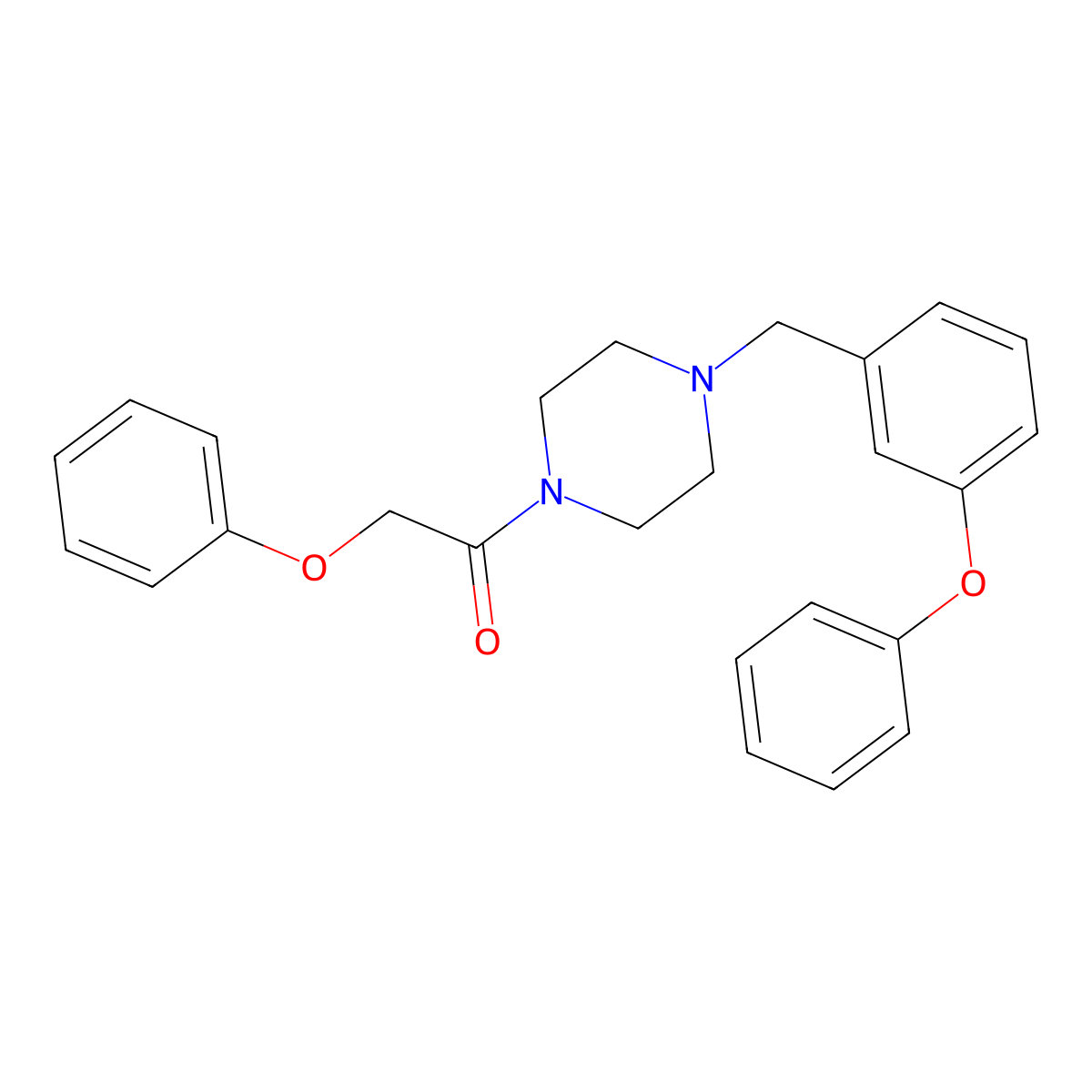 2-Phenoxy-1-[4-[(3-phenoxyphenyl)methyl]piperazin-1-yl]ethanone molecular structure, CAS 423743-48-0