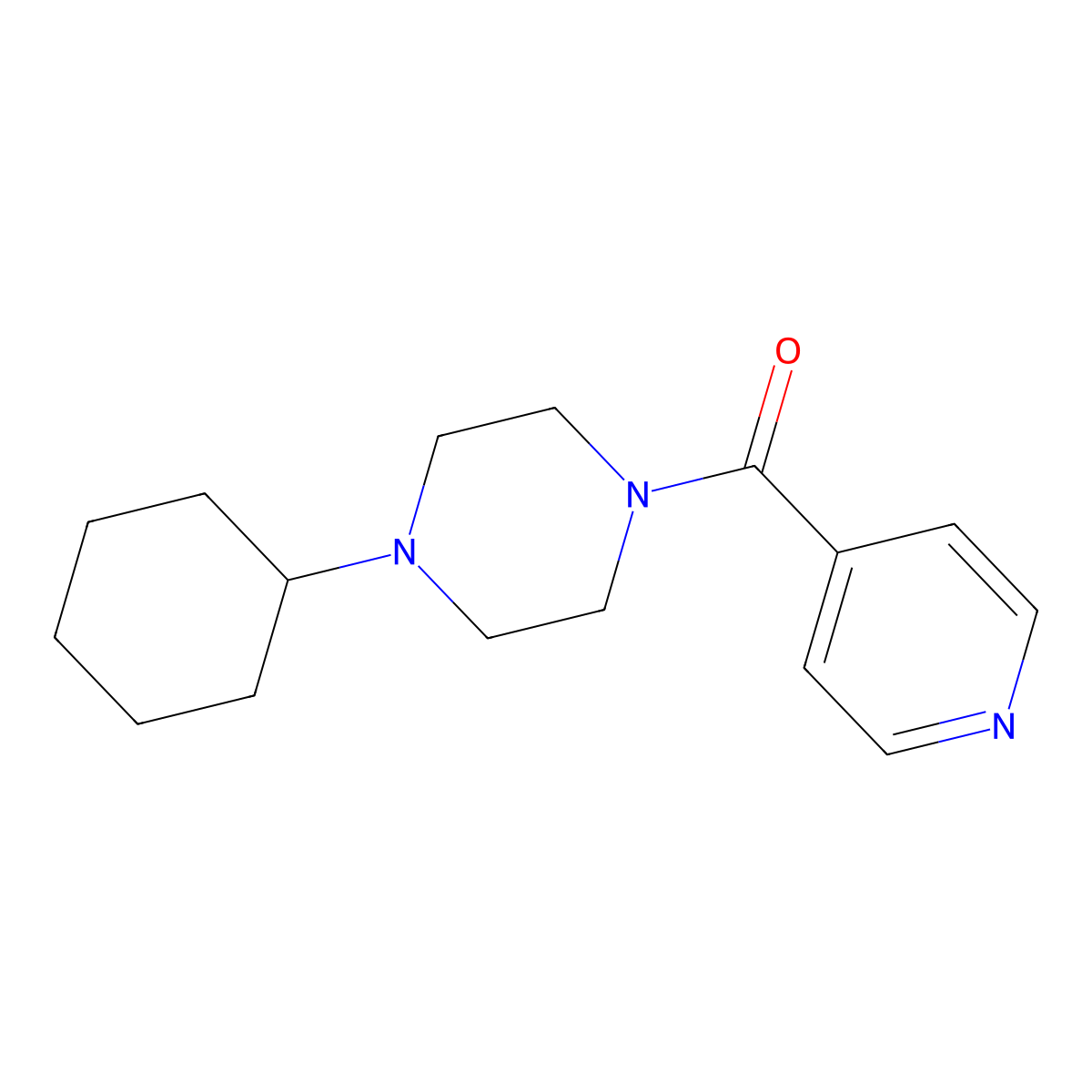 1-Cyclohexyl-4-isonicotinoylpiperazine molecular structure, CAS 423743-54-8