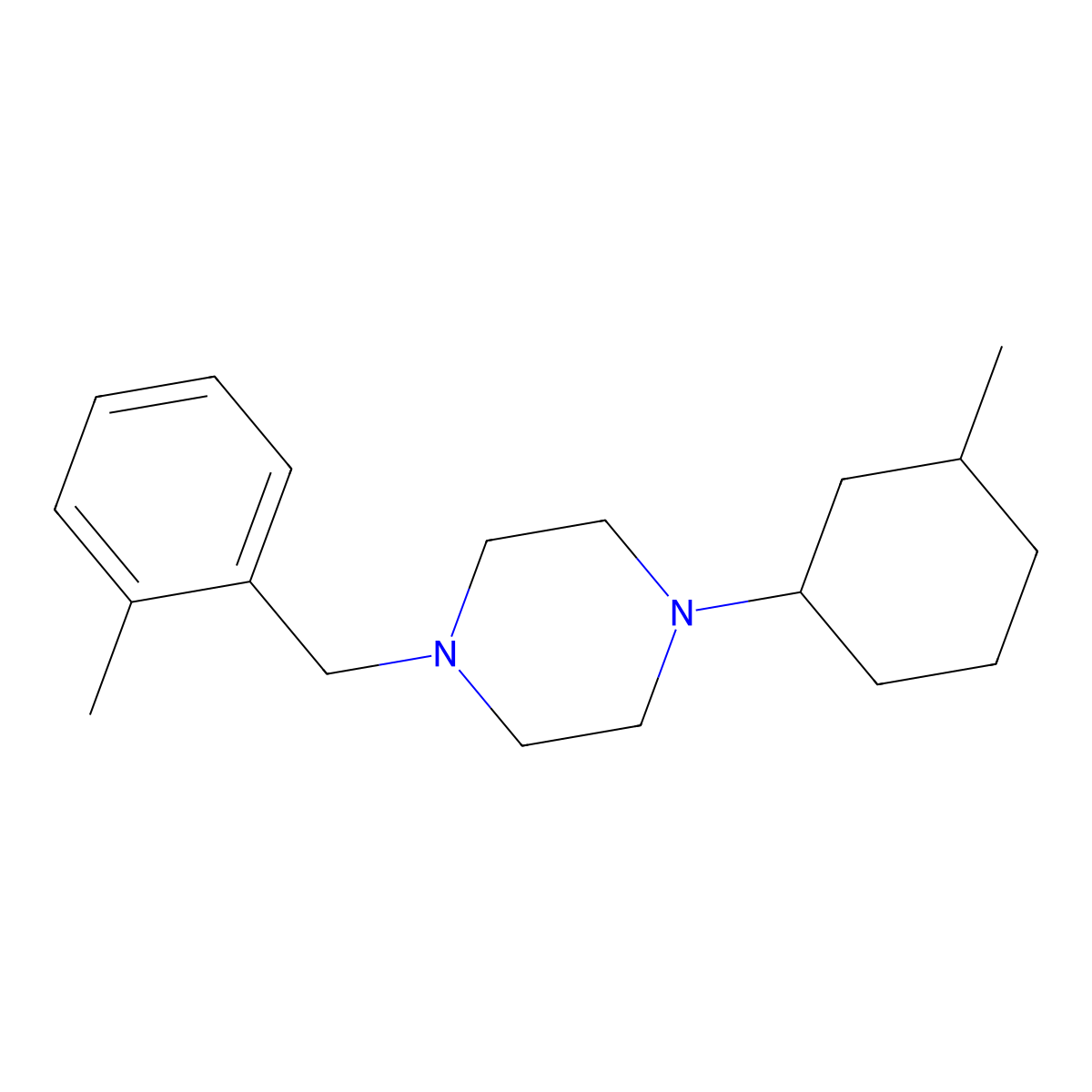 1-(3-Methylcyclohexyl)-4-[(2-methylphenyl)methyl]piperazine molecular structure, CAS 423743-64-0