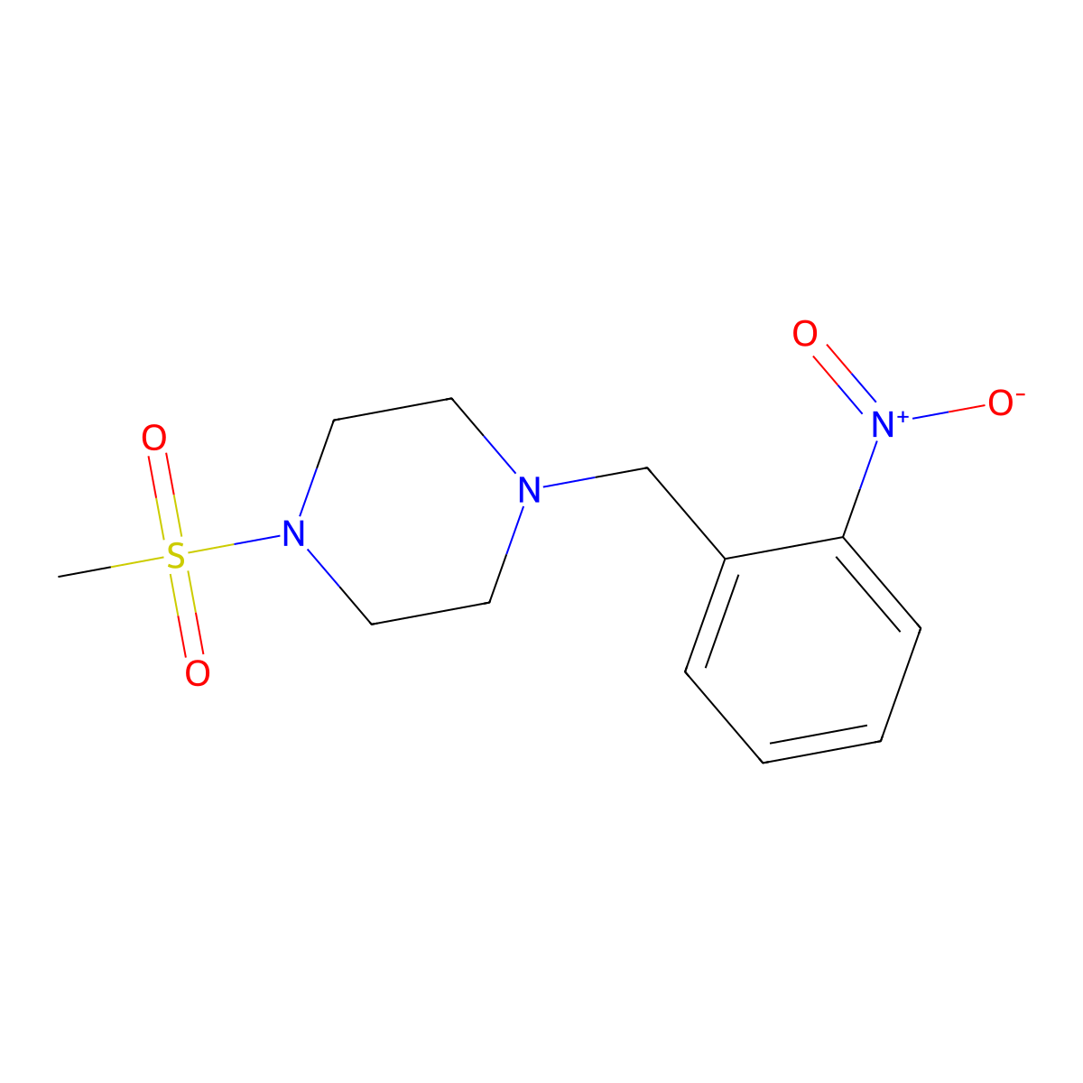 1-(Methylsulfonyl)-4-(2-nitrobenzyl)piperazine molecular structure, CAS 423743-71-9