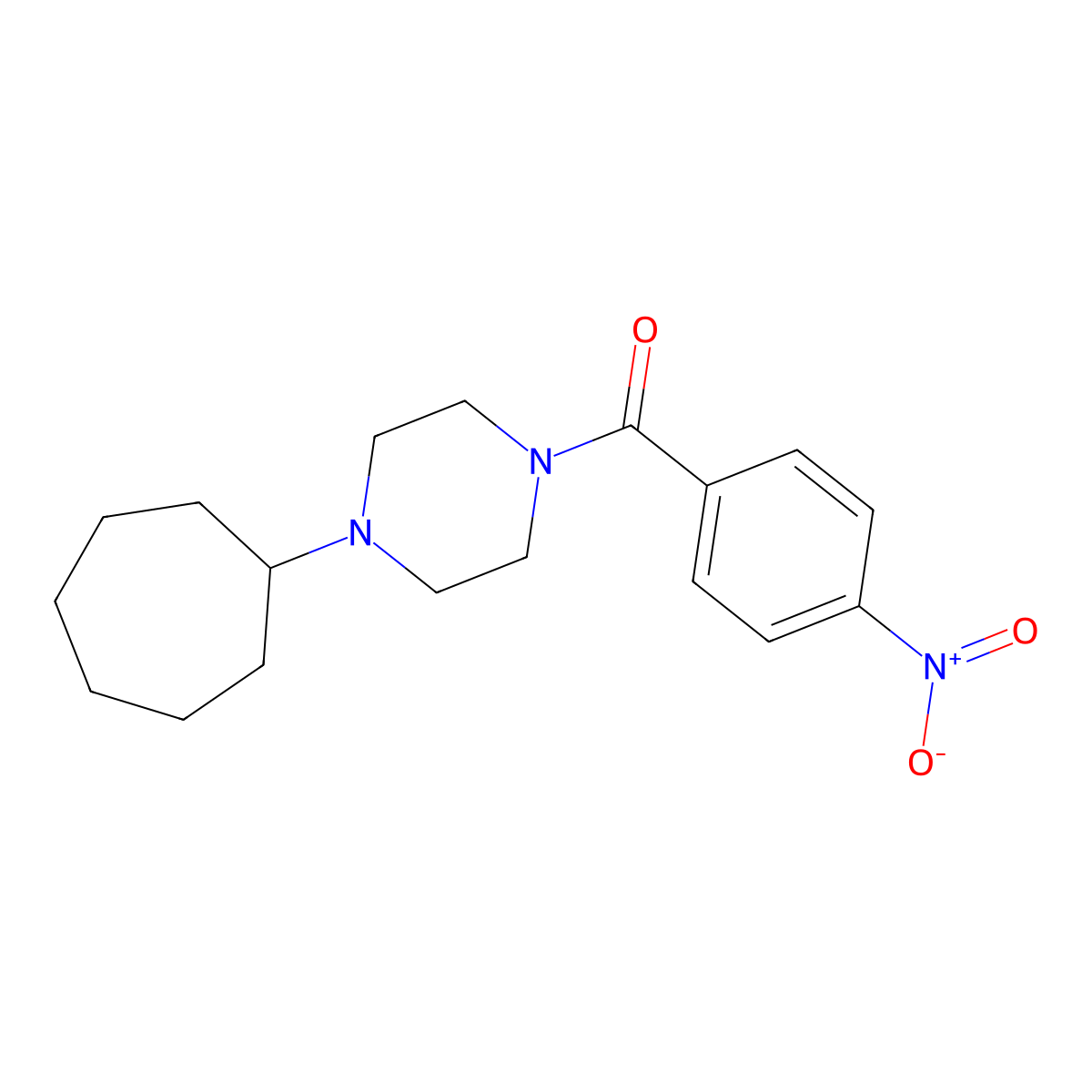 (4-Cycloheptylpiperazin-1-yl)(4-nitrophenyl)methanone molecular structure, CAS 423743-73-1