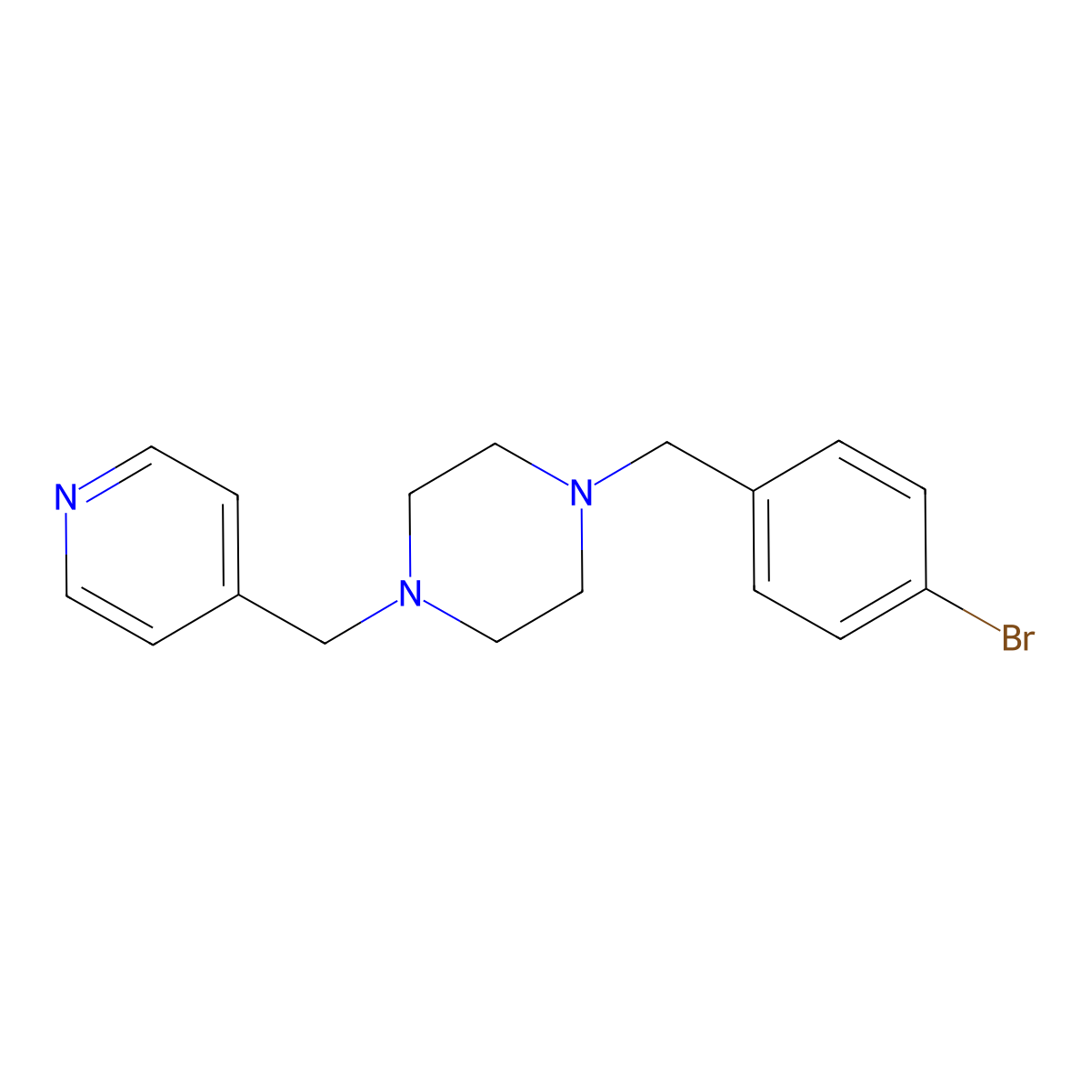 1-[(4-Bromophenyl)methyl]-4-(pyridin-4-ylmethyl)piperazine molecular structure, CAS 423743-92-4