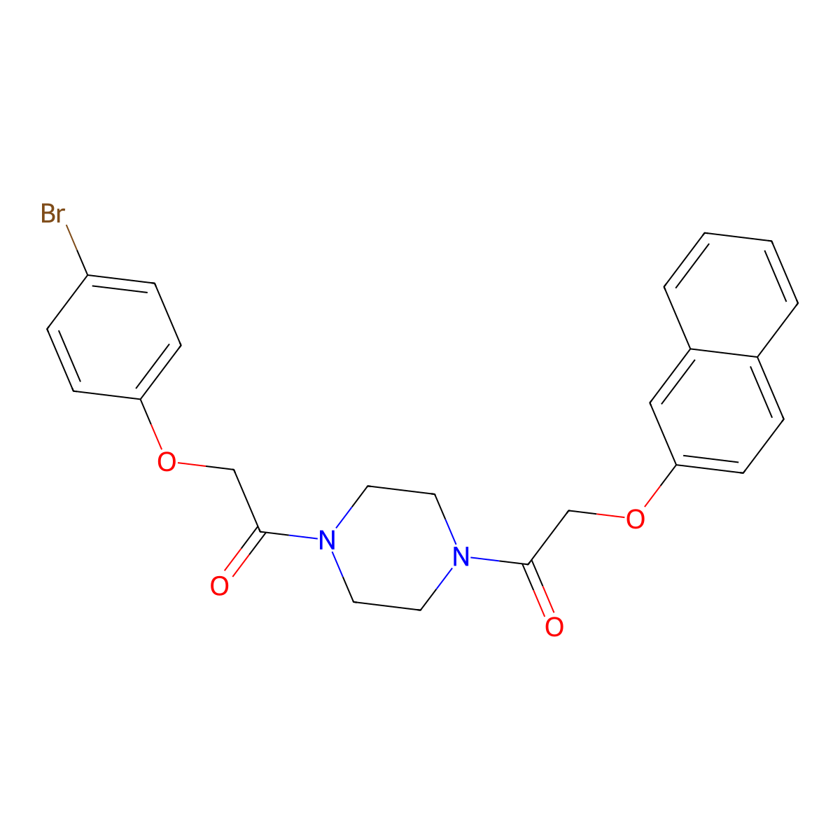 2-(4-Bromophenoxy)-1-[4-(2-naphthalen-2-yloxyacetyl)piperazin-1-yl]ethanone molecular structure, CAS 423743-95-7