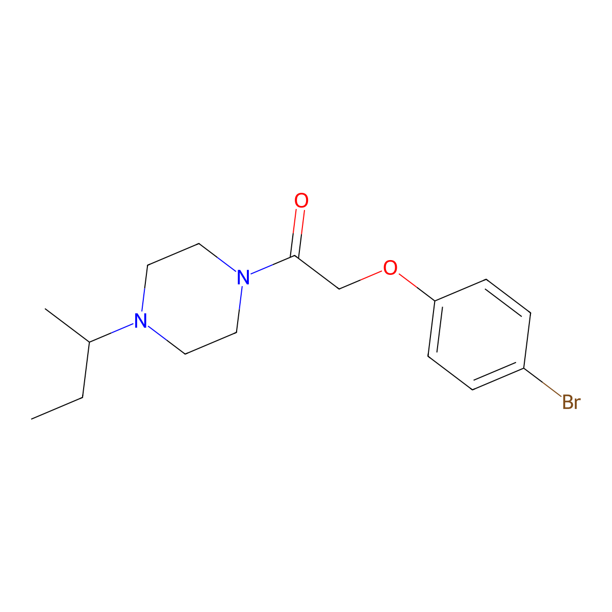 2-(4-Bromophenoxy)-1-(4-butan-2-ylpiperazin-1-yl)ethanone molecular structure, CAS 423744-27-8