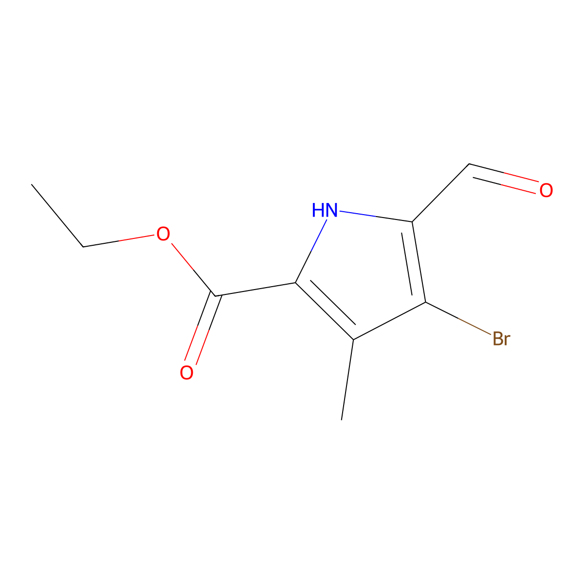 Ethyl 4-bromo-5-formyl-3-methyl-1H-pyrrole-2-carboxylate molecular structure, CAS 423744-31-4