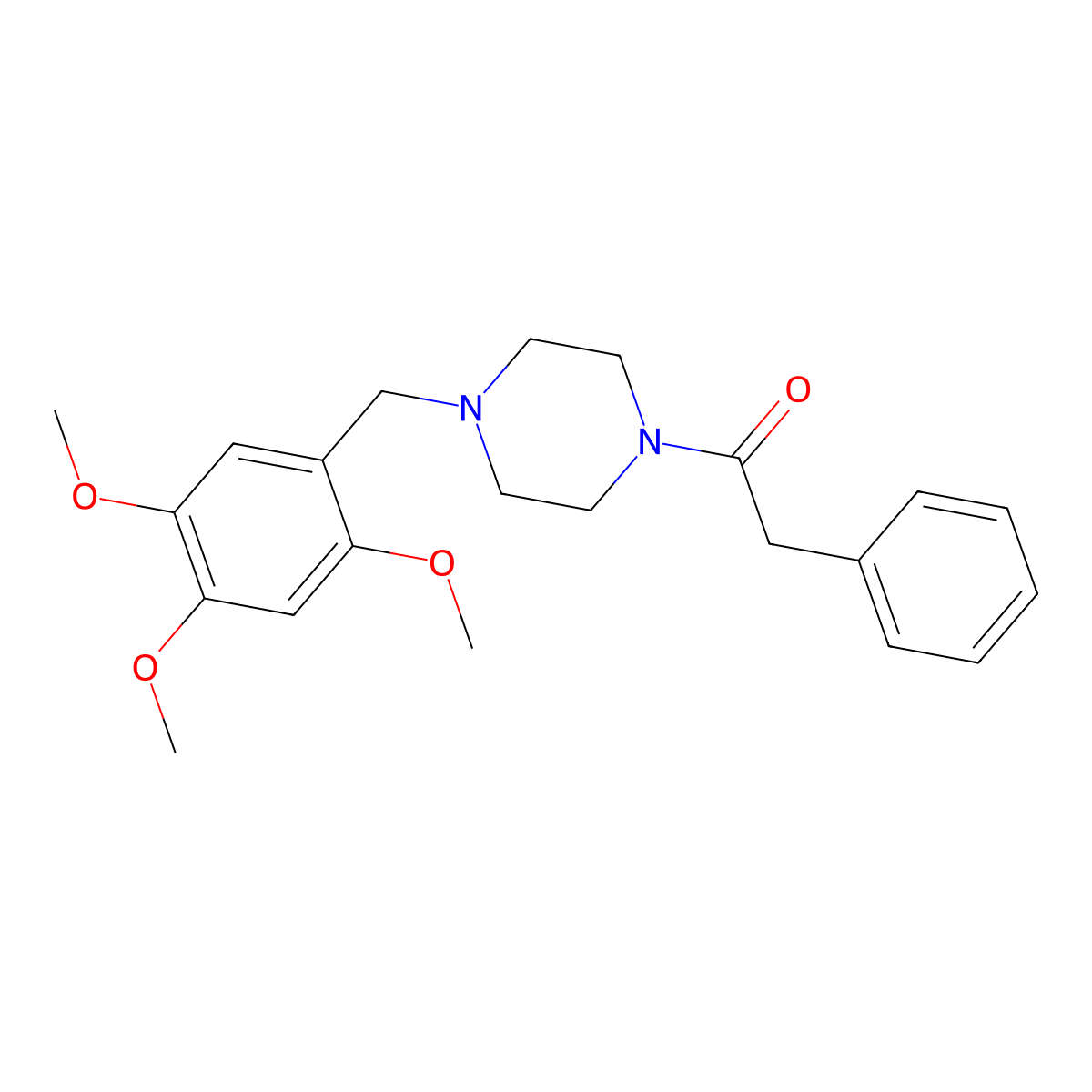 2-Phenyl-1-[4-[(2,4,5-trimethoxyphenyl)methyl]piperazin-1-yl]ethanone molecular structure, CAS 423744-32-5