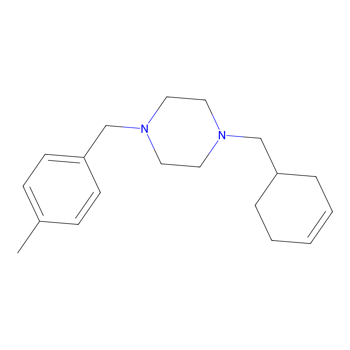 1-(Cyclohex-3-en-1-ylmethyl)-4-[(4-methylphenyl)methyl]piperazine molecular structure, CAS 423744-35-8