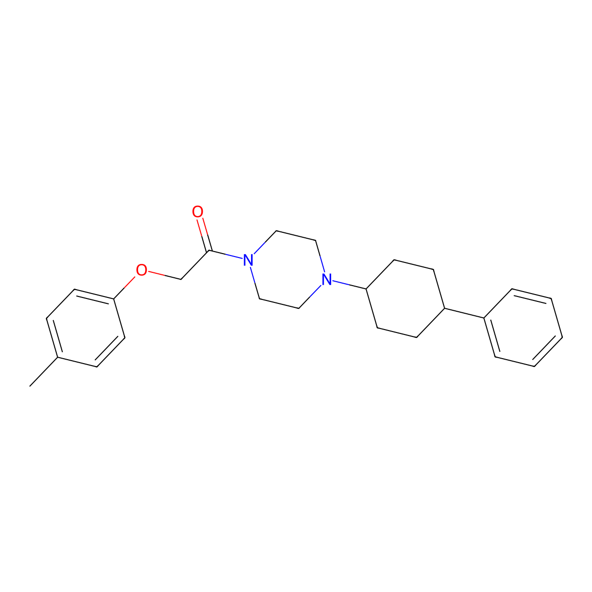 2-(4-Methylphenoxy)-1-[4-(4-phenylcyclohexyl)piperazin-1-yl]ethanone molecular structure, CAS 423744-38-1