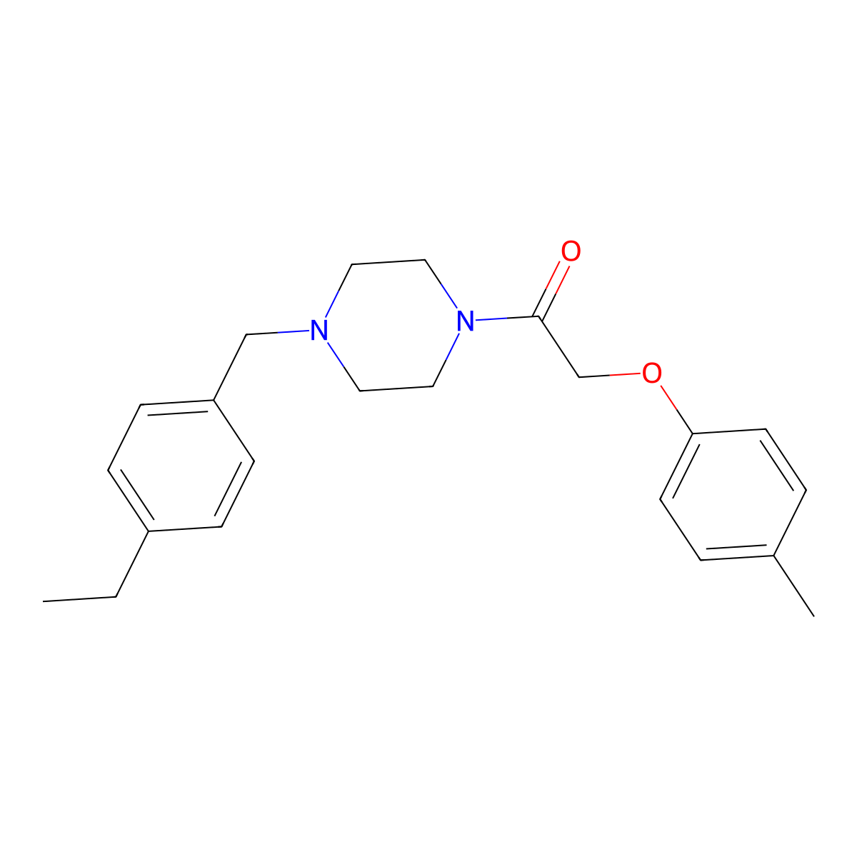 1-[4-[(4-Ethylphenyl)methyl]piperazin-1-yl]-2-(4-methylphenoxy)ethanone molecular structure, CAS 423744-43-8