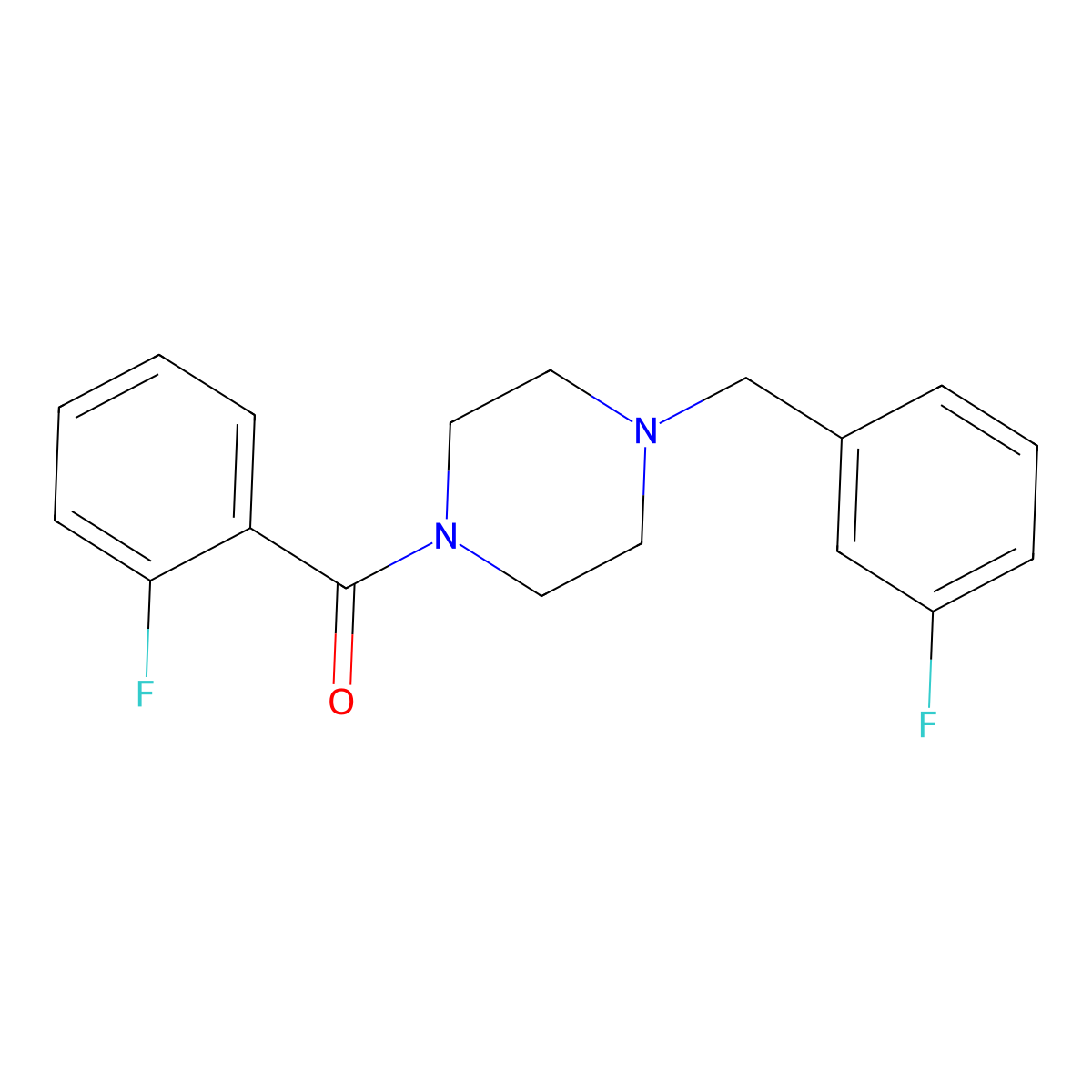 (2-Fluorophenyl)-[4-[(3-fluorophenyl)methyl]piperazin-1-yl]methanone molecular structure, CAS 423744-46-1
