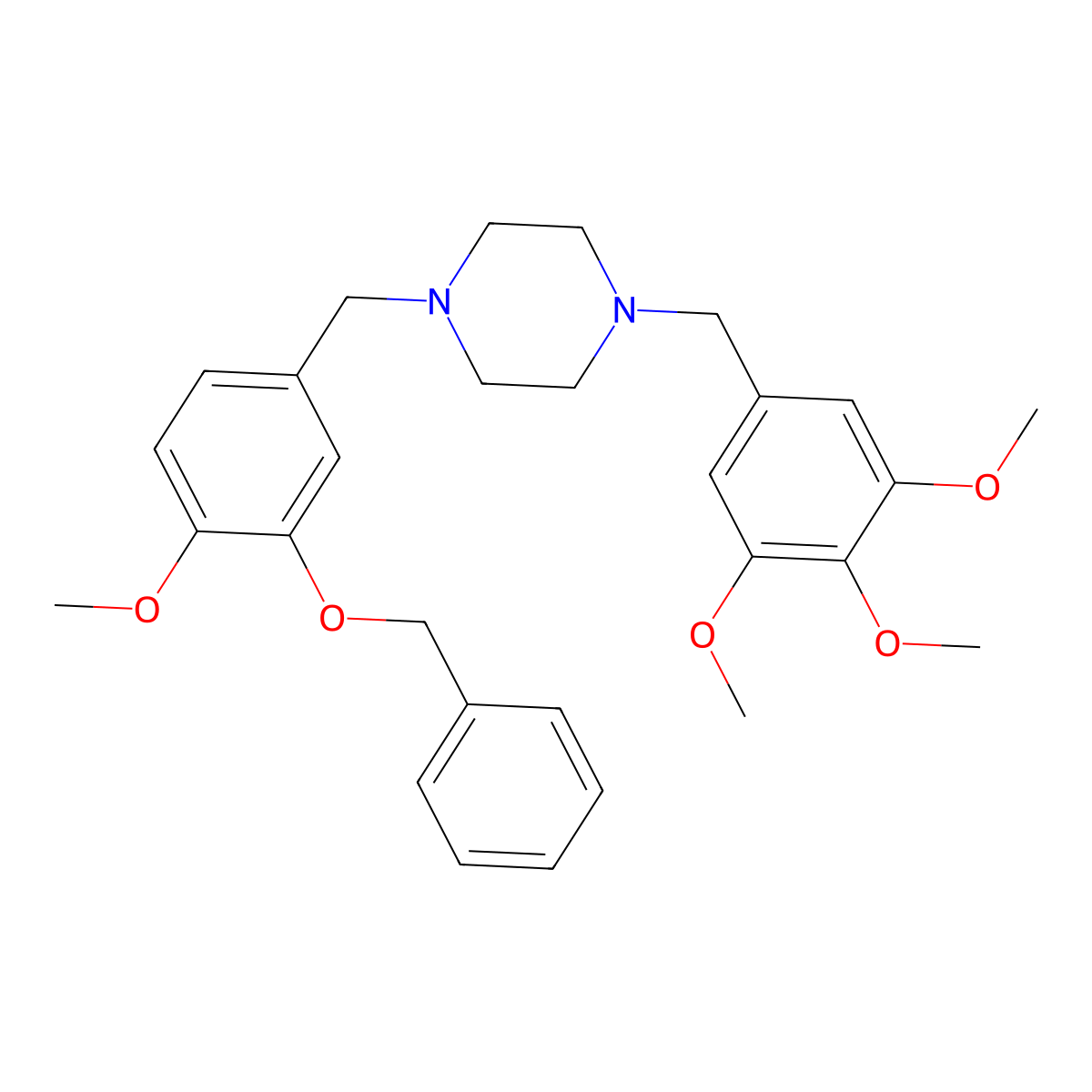 1-[3-(Benzyloxy)-4-methoxybenzyl]-4-(3,4,5-trimethoxybenzyl)piperazine molecular structure, CAS 423744-52-9