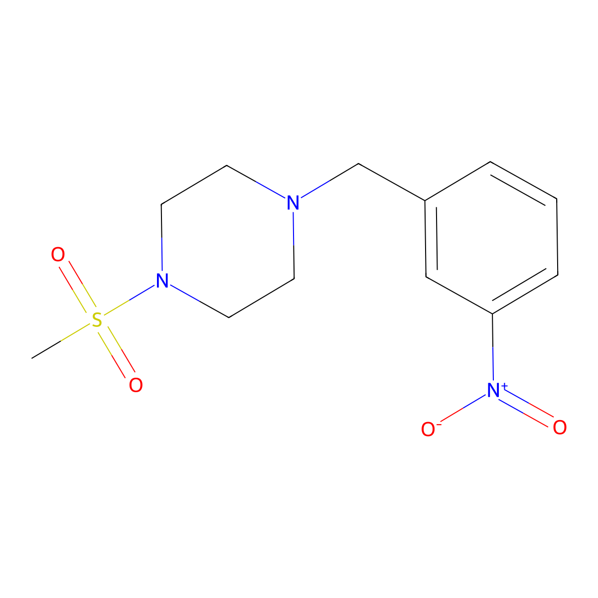 1-(Methylsulfonyl)-4-(3-nitrobenzyl)piperazine molecular structure, CAS 423744-60-9