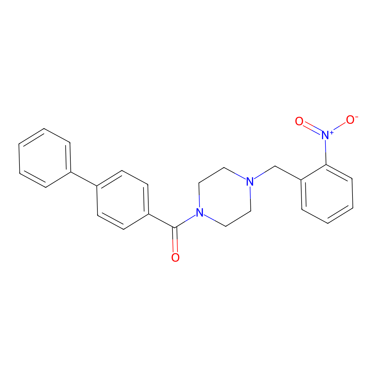 [4-[(2-Nitrophenyl)methyl]piperazin-1-yl]-(4-phenylphenyl)methanone molecular structure, CAS 423744-66-5