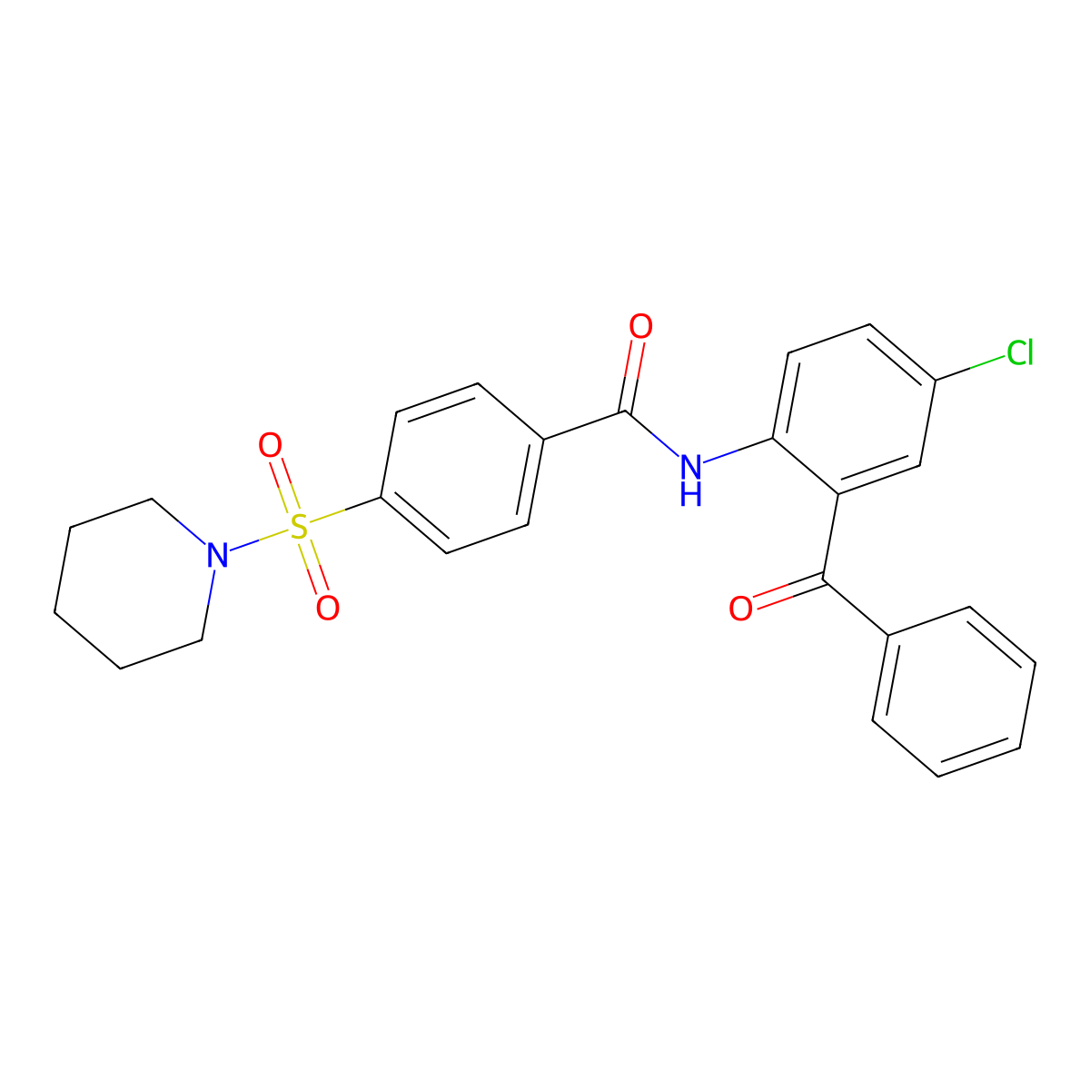 N-(2-benzoyl-4-chlorophenyl)-4-piperidin-1-ylsulfonylbenzamide molecular structure, CAS 423744-74-5