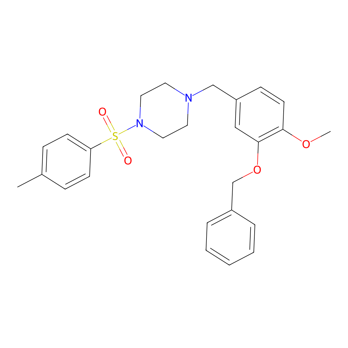 1-[3-(Benzyloxy)-4-methoxybenzyl]-4-[(4-methylphenyl)sulfonyl]piperazine molecular structure, CAS 423744-75-6