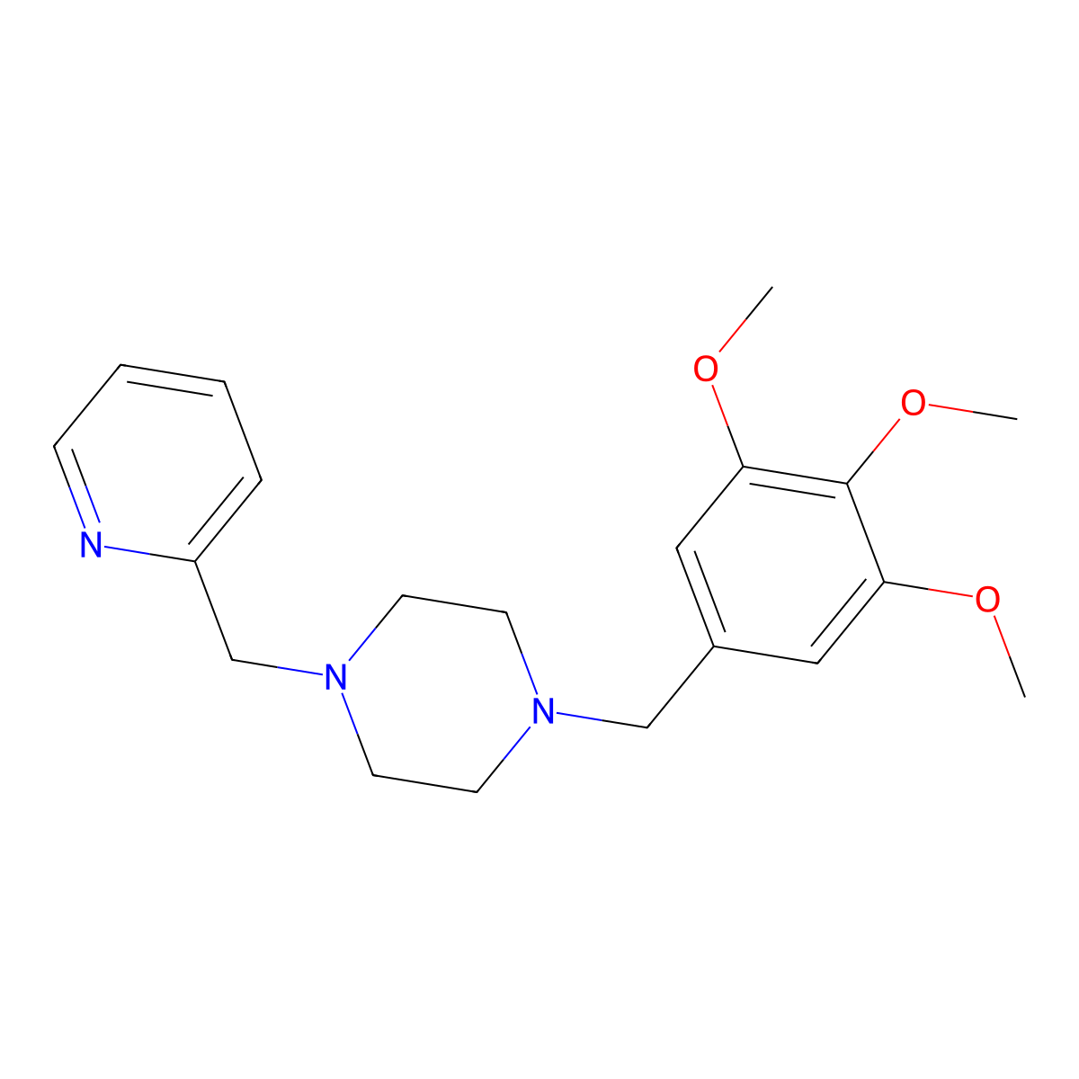 1-(Pyridin-2-ylmethyl)-4-[(3,4,5-trimethoxyphenyl)methyl]piperazine molecular structure, CAS 423744-76-7