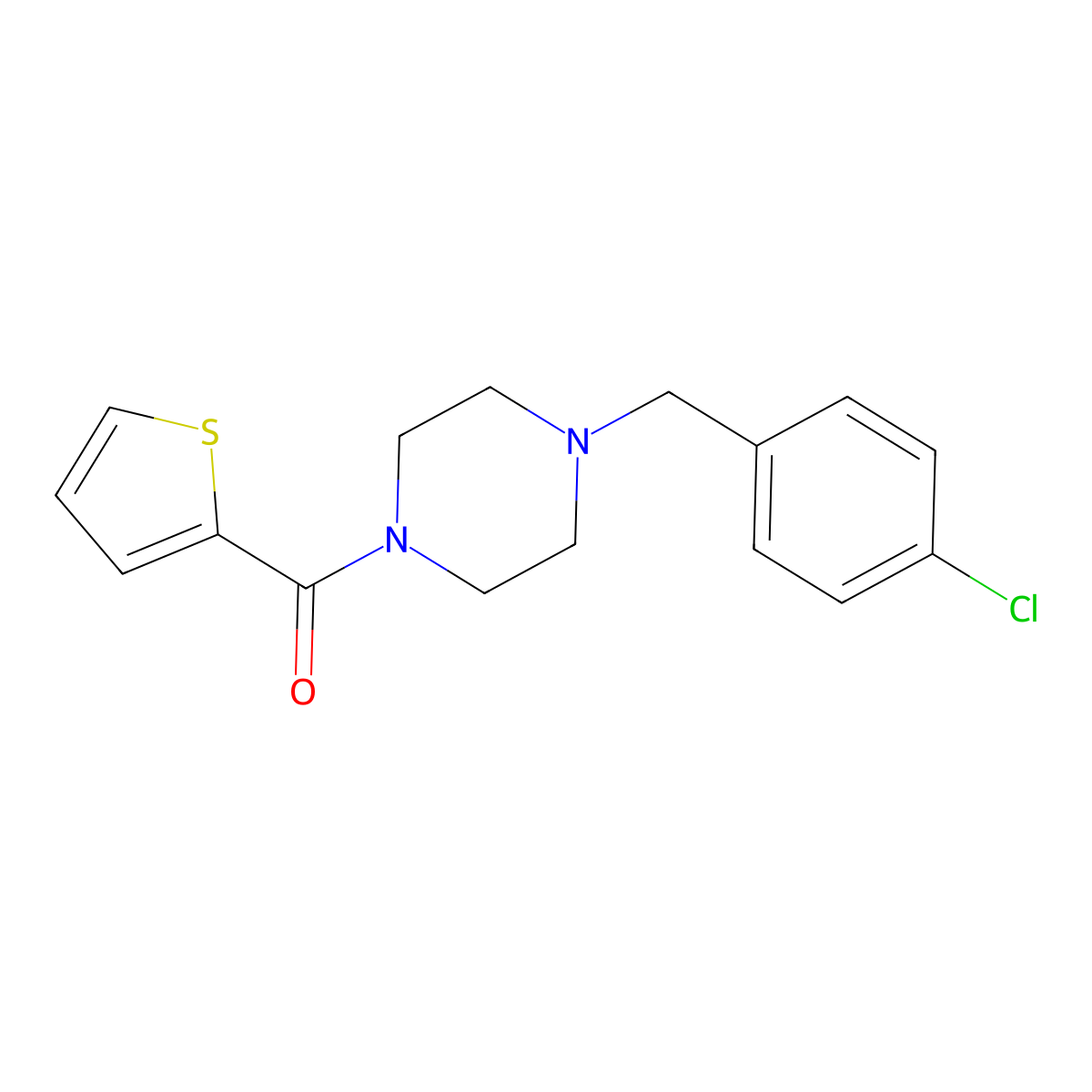 1-(4-Chlorobenzyl)-4-(2-thienylcarbonyl)piperazine molecular structure, CAS 423744-78-9