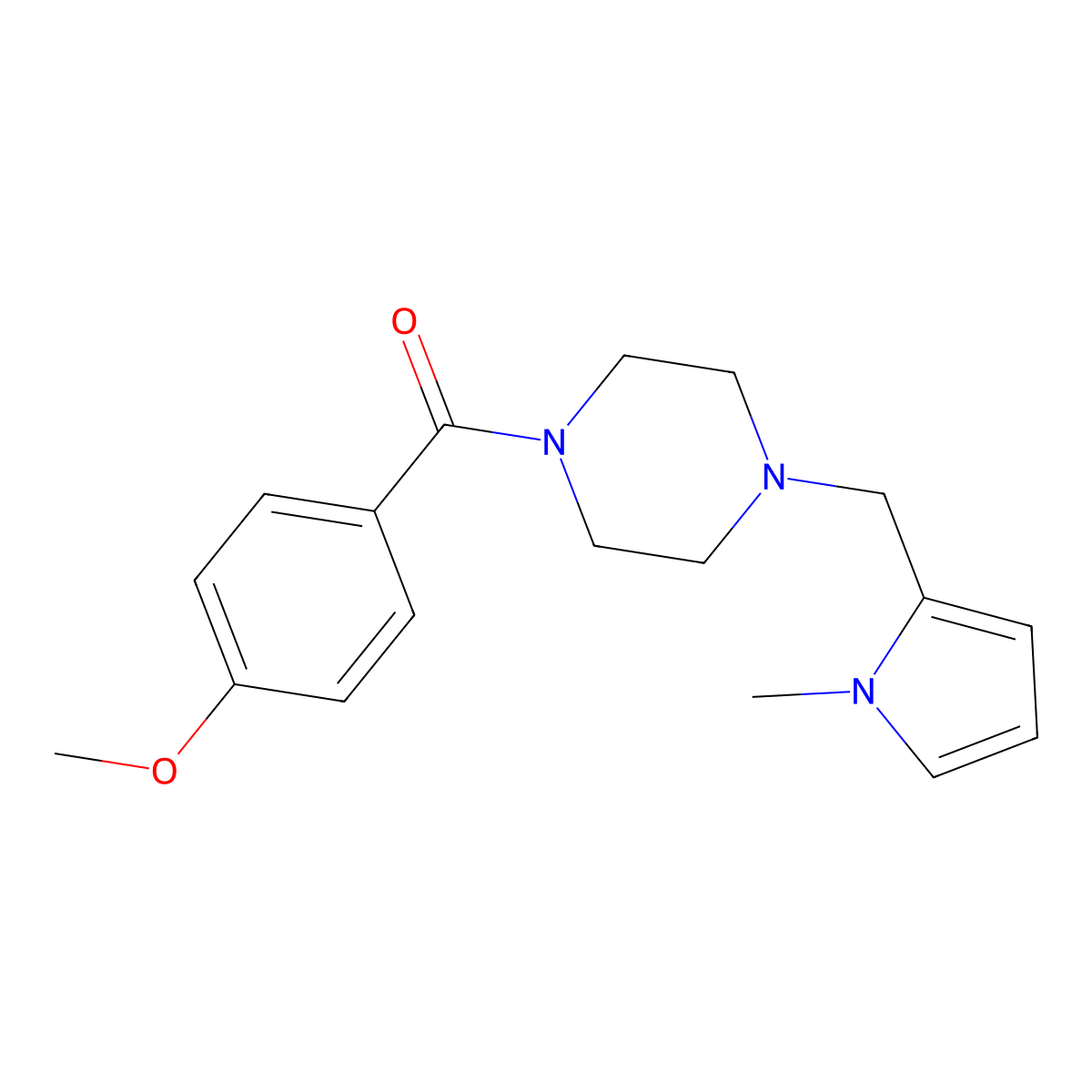 (4-Methoxyphenyl)-[4-[(1-methylpyrrol-2-yl)methyl]piperazin-1-yl]methanone molecular structure, CAS 423744-79-0