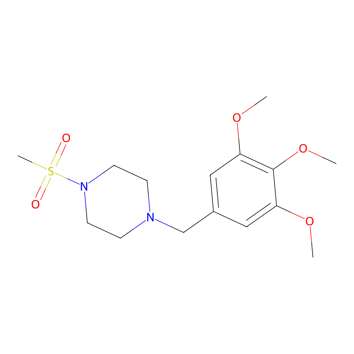 1-(Methylsulfonyl)-4-(3,4,5-trimethoxybenzyl)piperazine molecular structure, CAS 423744-92-7
