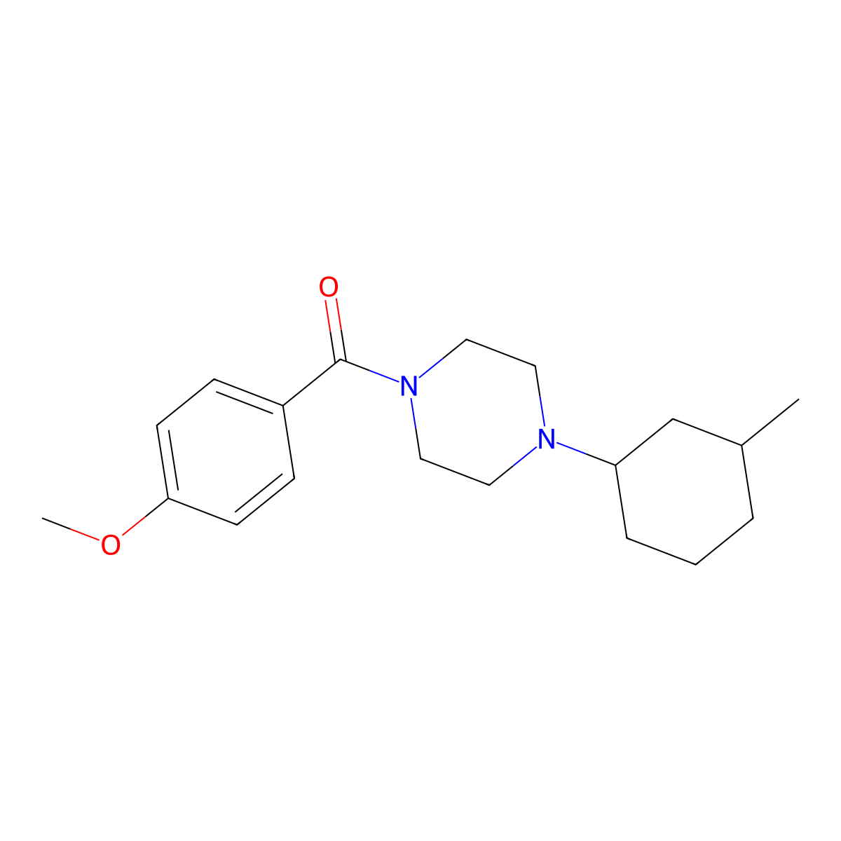 (4-Methoxyphenyl)-[4-(3-methylcyclohexyl)piperazin-1-yl]methanone molecular structure, CAS 423744-94-9