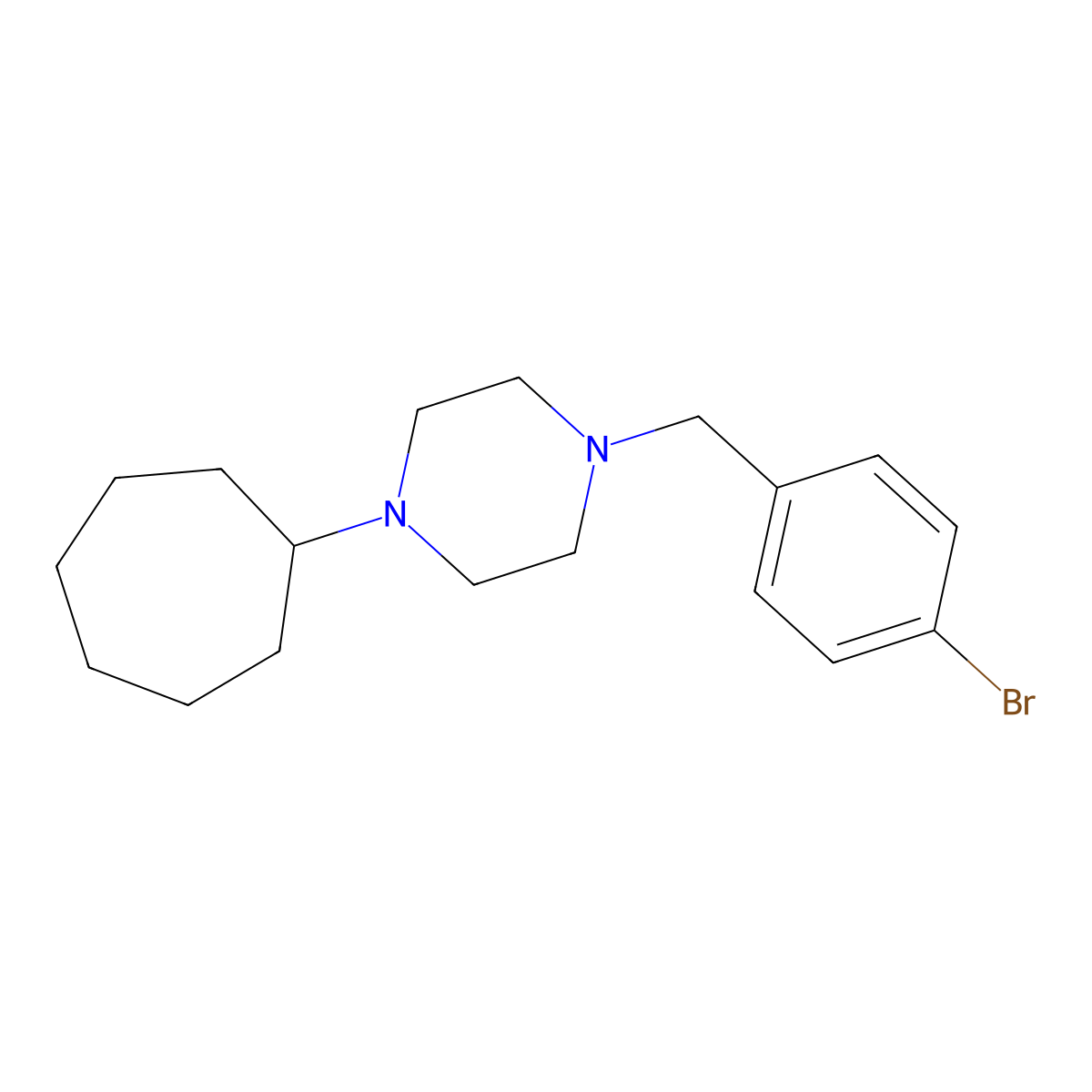 1-[(4-Bromophenyl)methyl]-4-cycloheptylpiperazine molecular structure, CAS 423744-95-0
