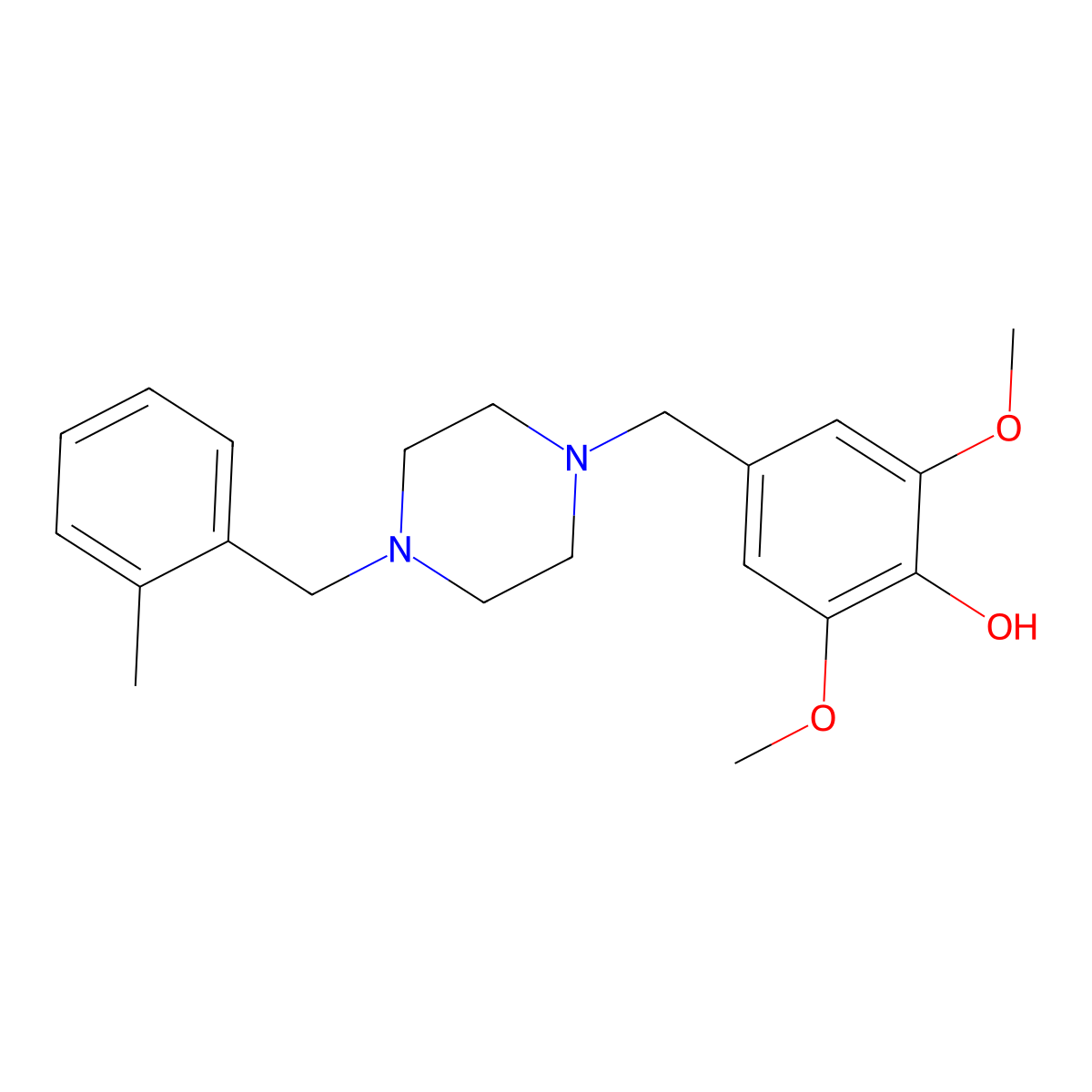 2,6-Dimethoxy-4-[[4-[(2-methylphenyl)methyl]piperazin-1-yl]methyl]phenol molecular structure, CAS 423745-01-1