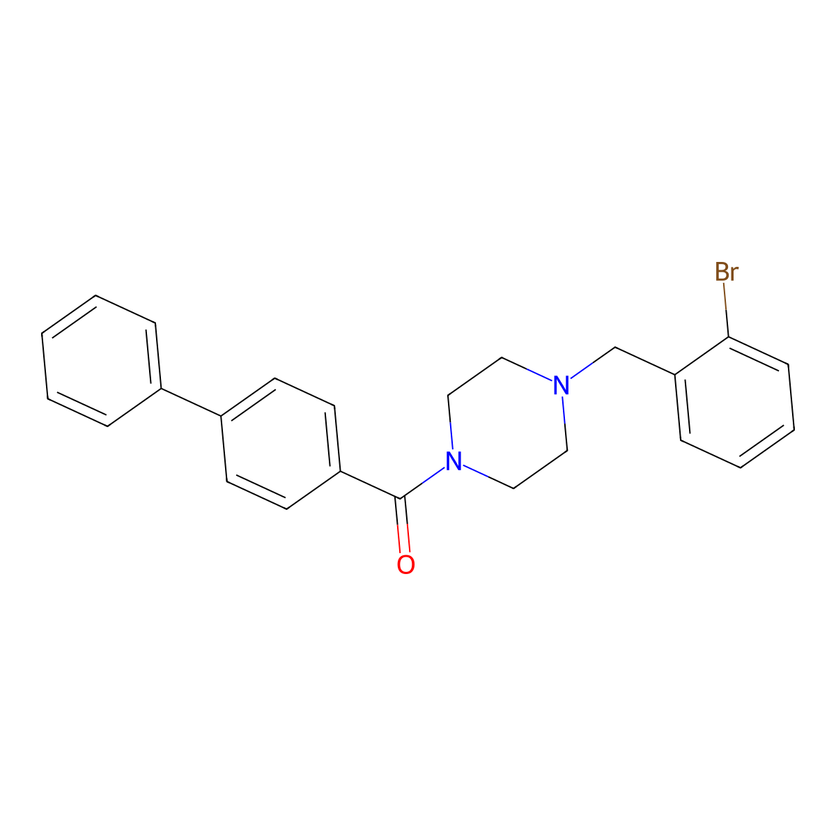 [4-[(2-Bromophenyl)methyl]piperazin-1-yl]-(4-phenylphenyl)methanone molecular structure, CAS 423745-09-9
