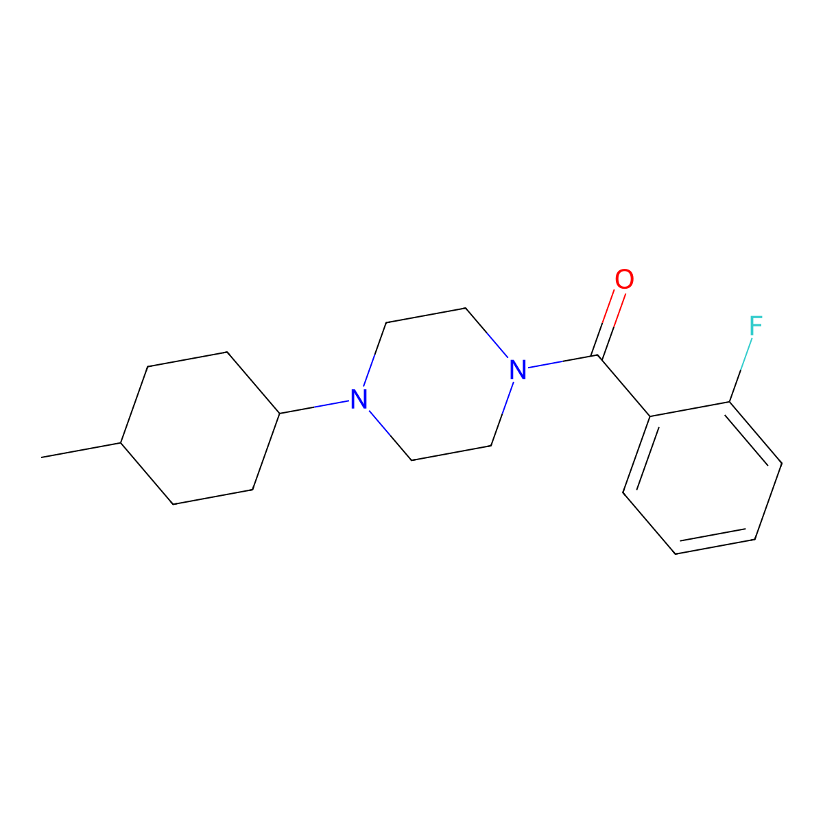 (2-Fluorophenyl)-[4-(4-methylcyclohexyl)piperazin-1-yl]methanone molecular structure, CAS 423745-12-4