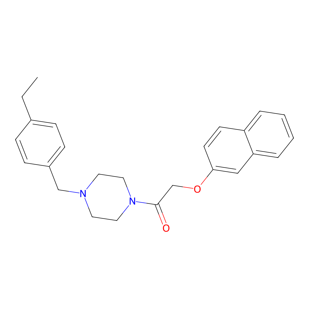 1-[4-[(4-Ethylphenyl)methyl]piperazin-1-yl]-2-naphthalen-2-yloxyethanone molecular structure, CAS 423745-15-7
