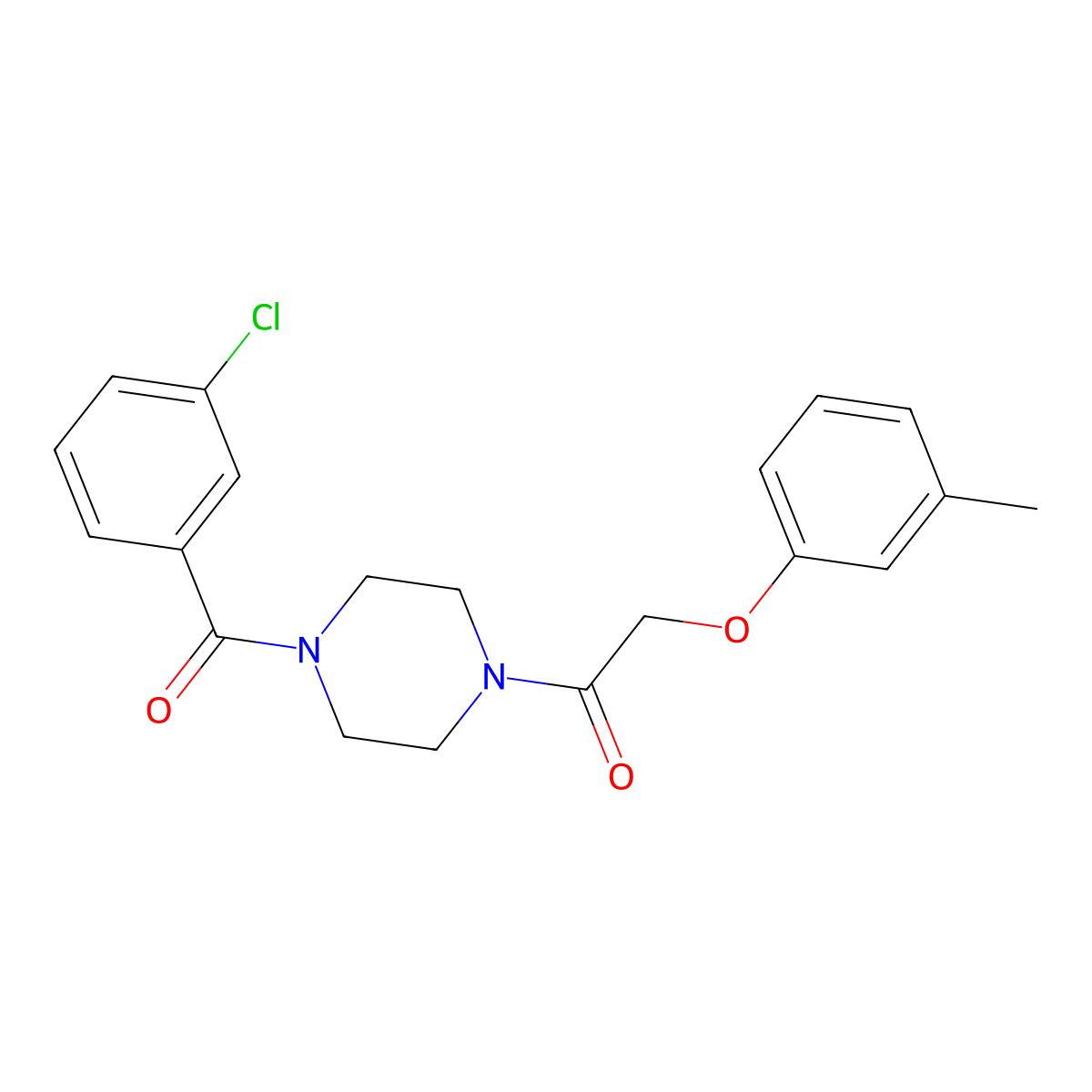 1-[4-(3-Chlorobenzoyl)piperazin-1-yl]-2-(3-methylphenoxy)ethanone molecular structure, CAS 423745-31-7