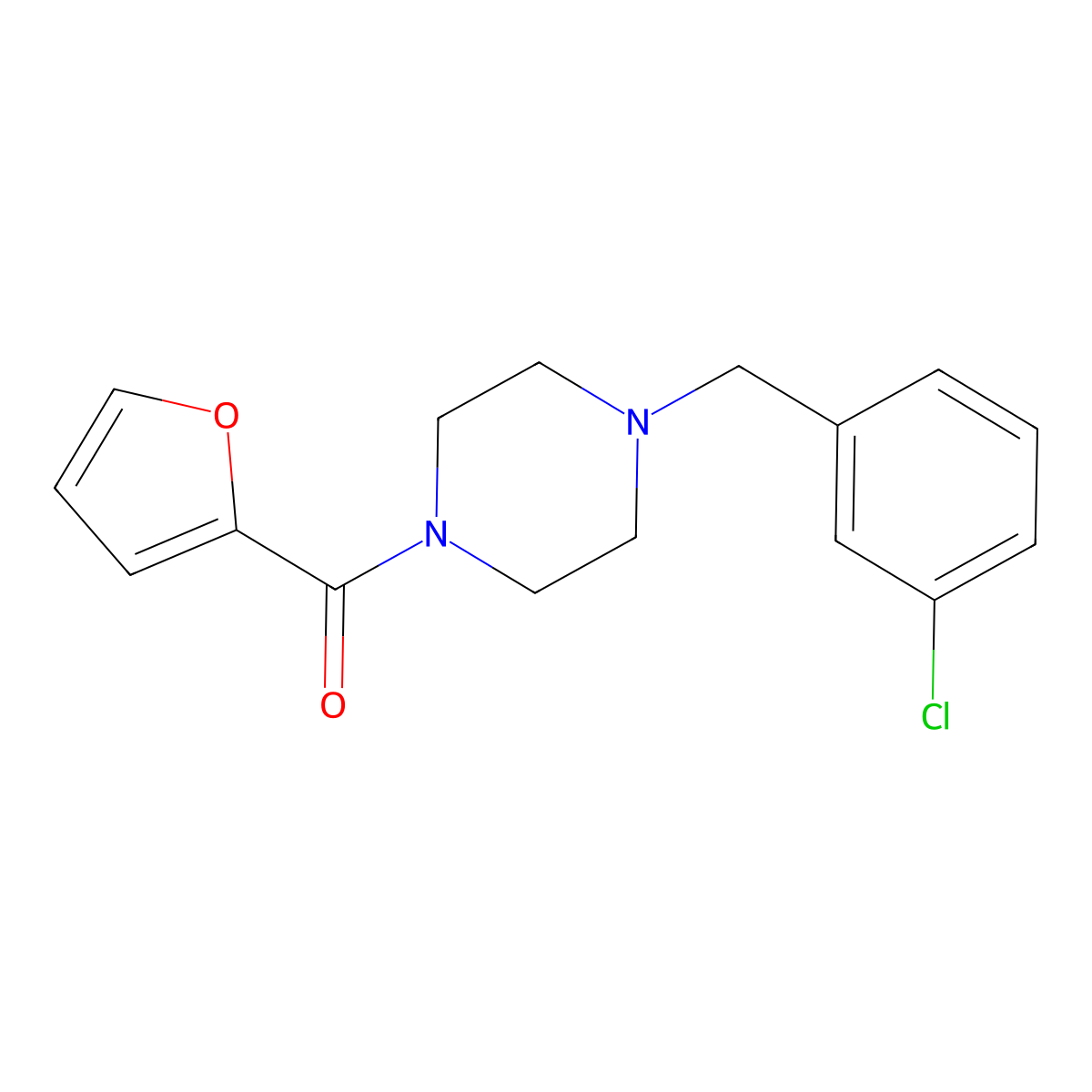 1-(3-Chlorobenzyl)-4-(2-furoyl)piperazine molecular structure, CAS 423745-32-8