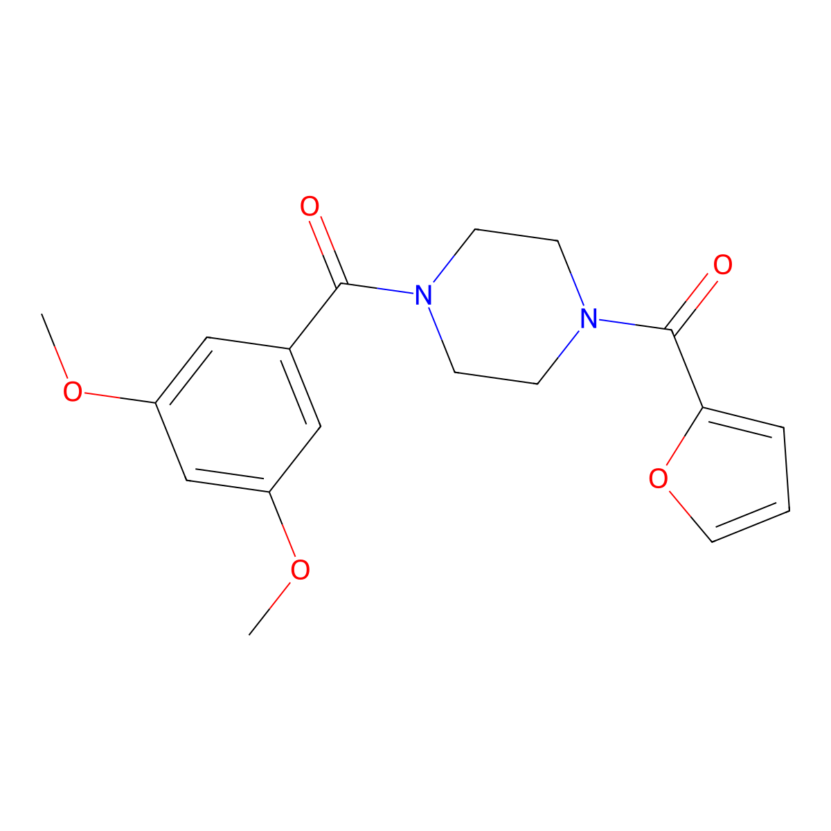 1-(3,5-Dimethoxybenzoyl)-4-(2-furoyl)piperazine molecular structure, CAS 423745-34-0