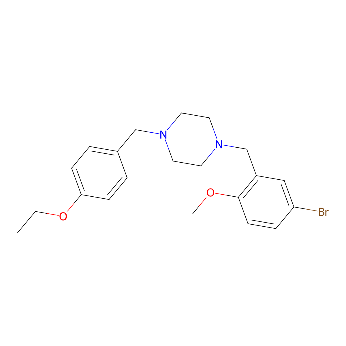 1-(5-Bromo-2-methoxybenzyl)-4-(4-ethoxybenzyl)piperazine molecular structure, CAS 423745-39-5