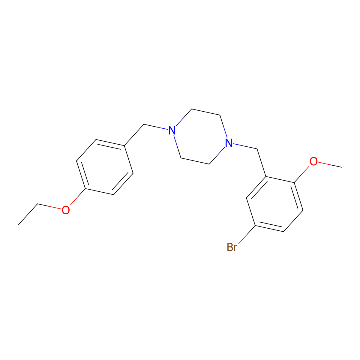 1-(5-Bromo-2-methoxybenzyl)-4-(4-ethoxybenzyl)piperazine molecular structure, CAS 423745-39-5