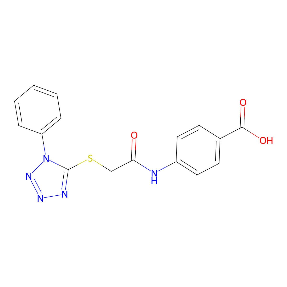 4-({[(1-phenyl-1H-tetrazol-5-yl)thio]acetyl}amino)benzoic acid molecular structure, CAS 423745-45-3