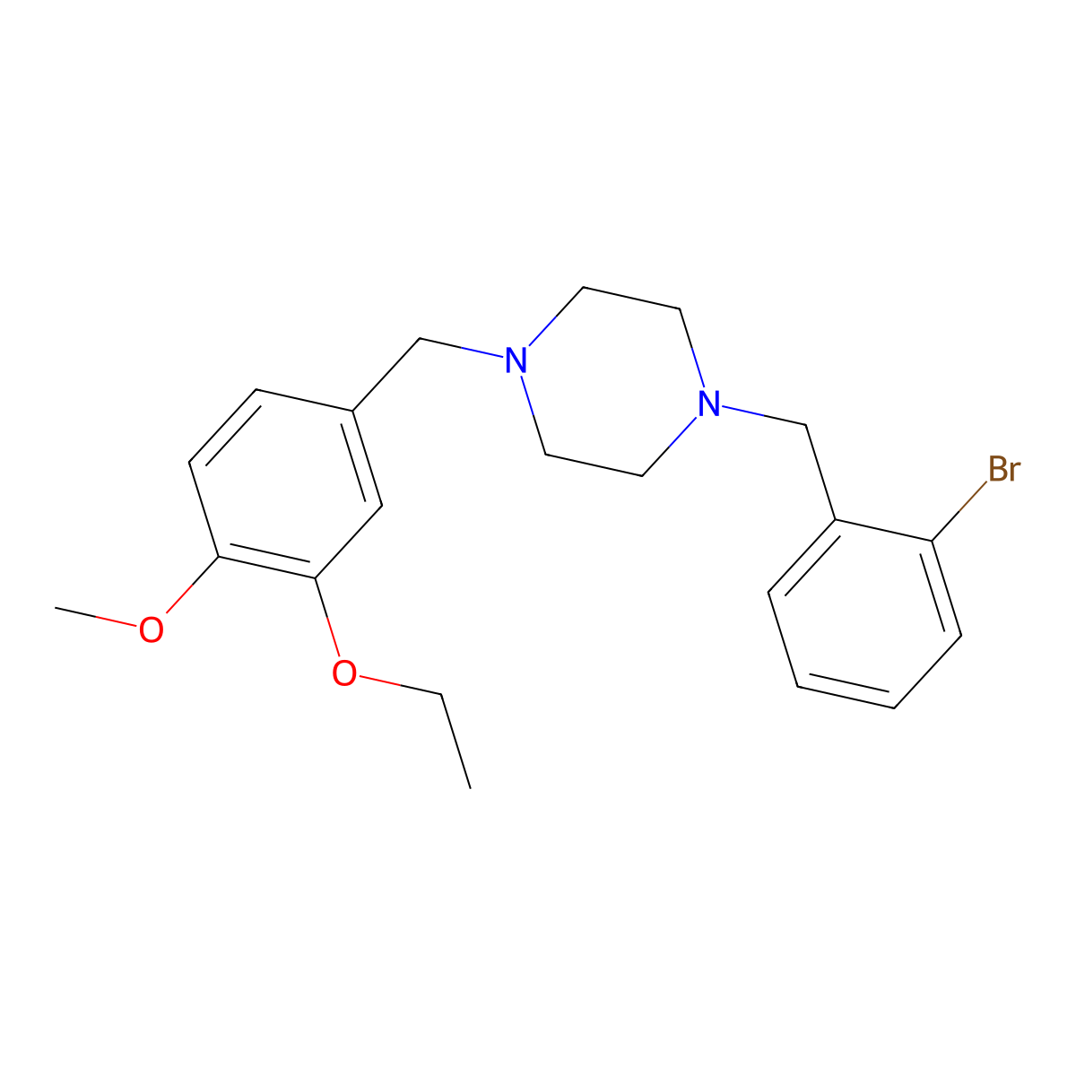 1-[(2-Bromophenyl)methyl]-4-[(3-ethoxy-4-methoxyphenyl)methyl]piperazine molecular structure, CAS 423745-46-4