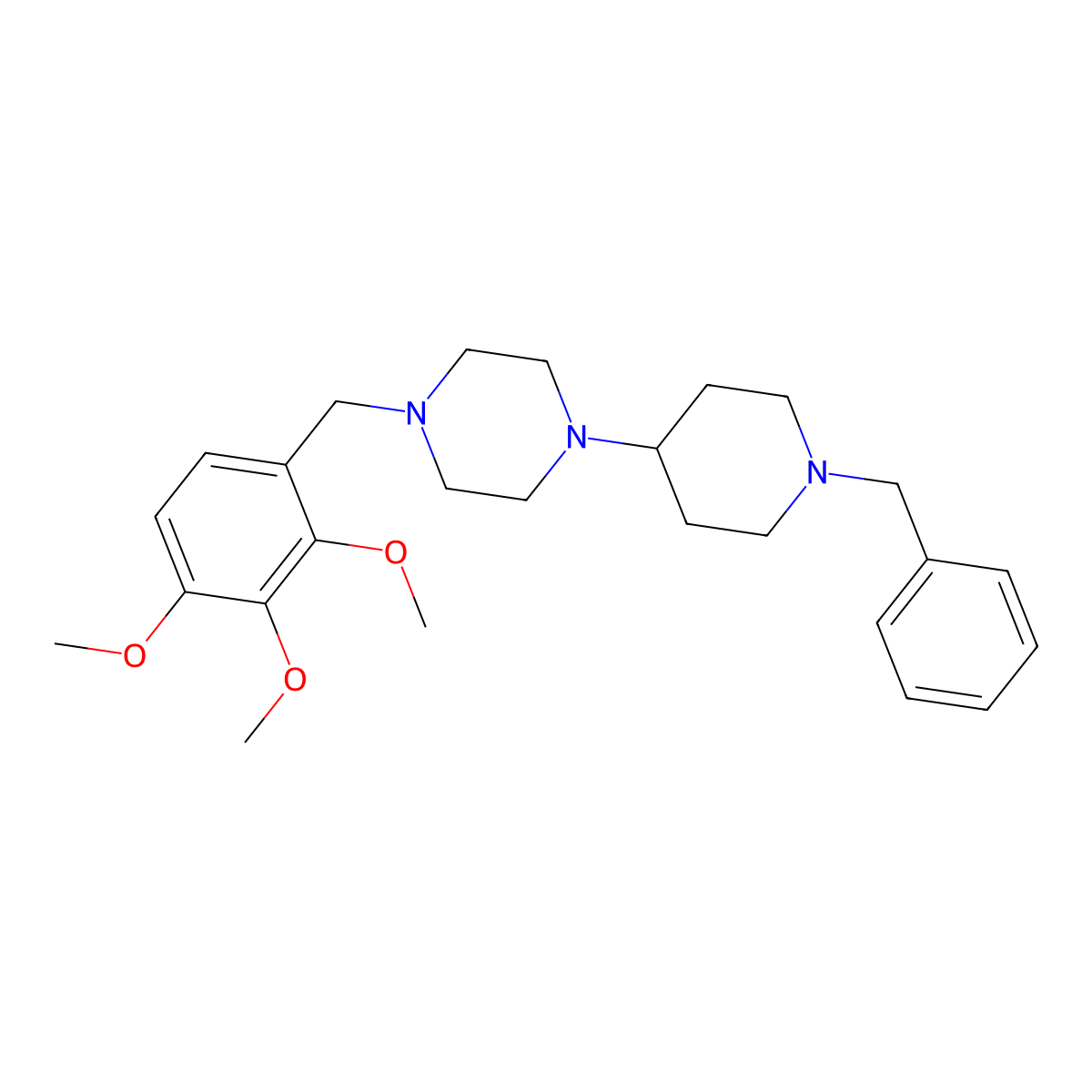 1-(1-Benzyl-4-piperidyl)-4-(2,3,4-trimethoxybenzyl)piperazine molecular structure, CAS 423745-58-8